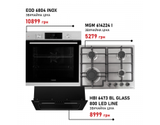 Комплект техніки Minola: Духовка EOD 6804 INOX + Поверхня MGM 614224 I + Витяжка HBI 6473 BL GLASS 800 LED Line