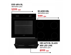 Комплект техніки Minola: Духовка EOD 6814 BL + Поверхня MI 6038 KBL + Витяжка HBI 6473 BL GLASS 800 LED Line