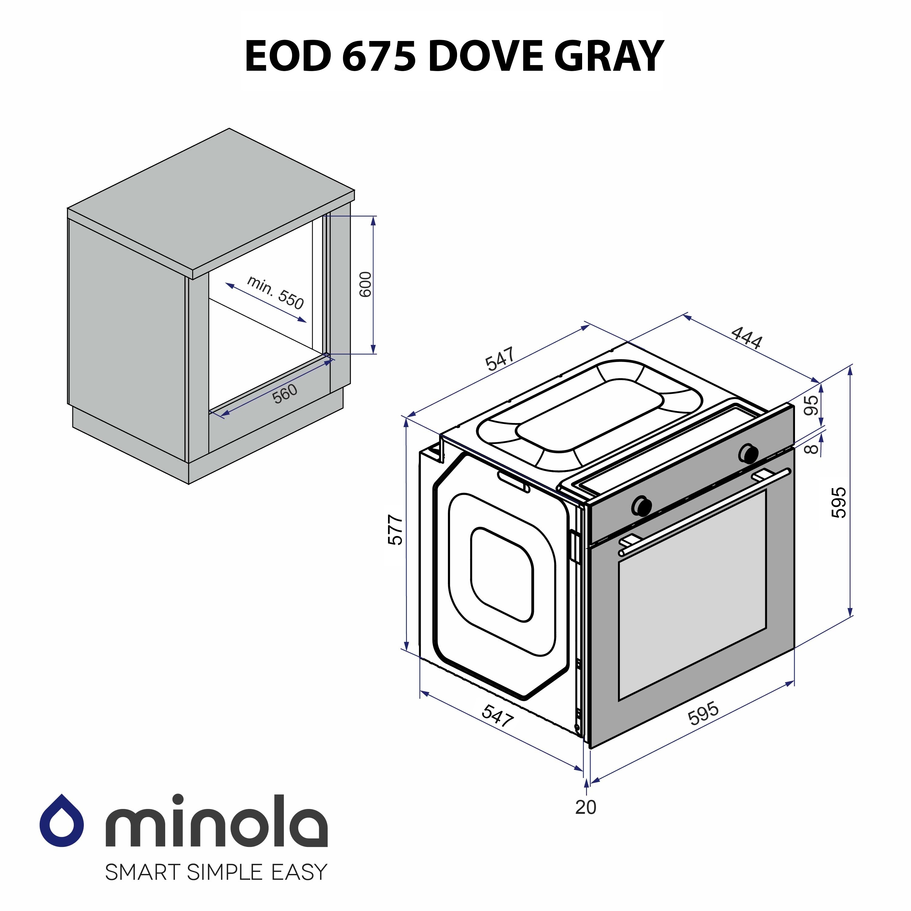 Minola 5905538401624 - зображення 14 Духовой шкаф электрический Minola EOD 675 Dove Gray - зображення 14
