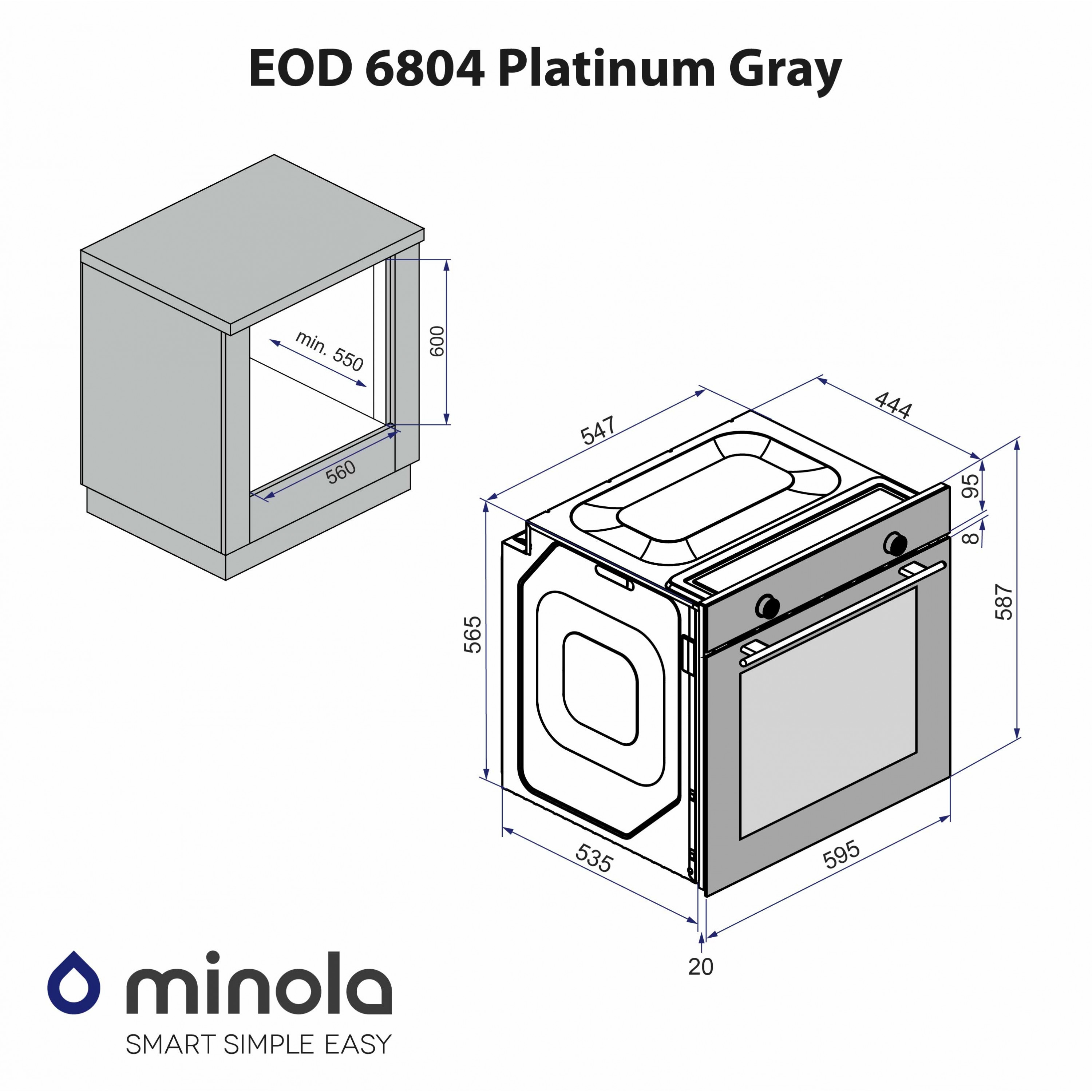 Духовой шкаф электрический Minola EOD 6804 Platinum Gray - зображення 14