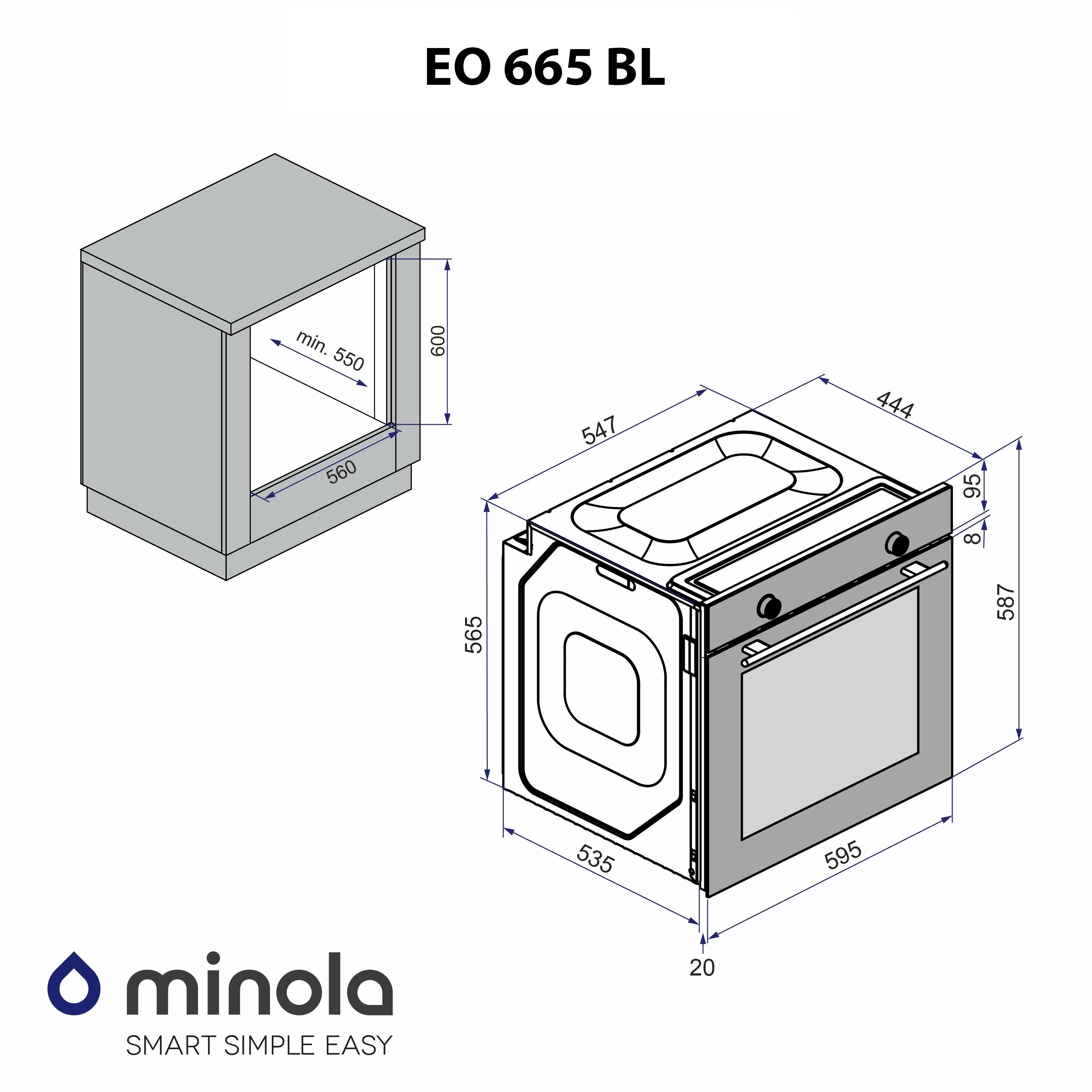 Minola 5905538401549 - зображення 14 Духовой шкаф электрический Minola EO 665 BL - зображення 14