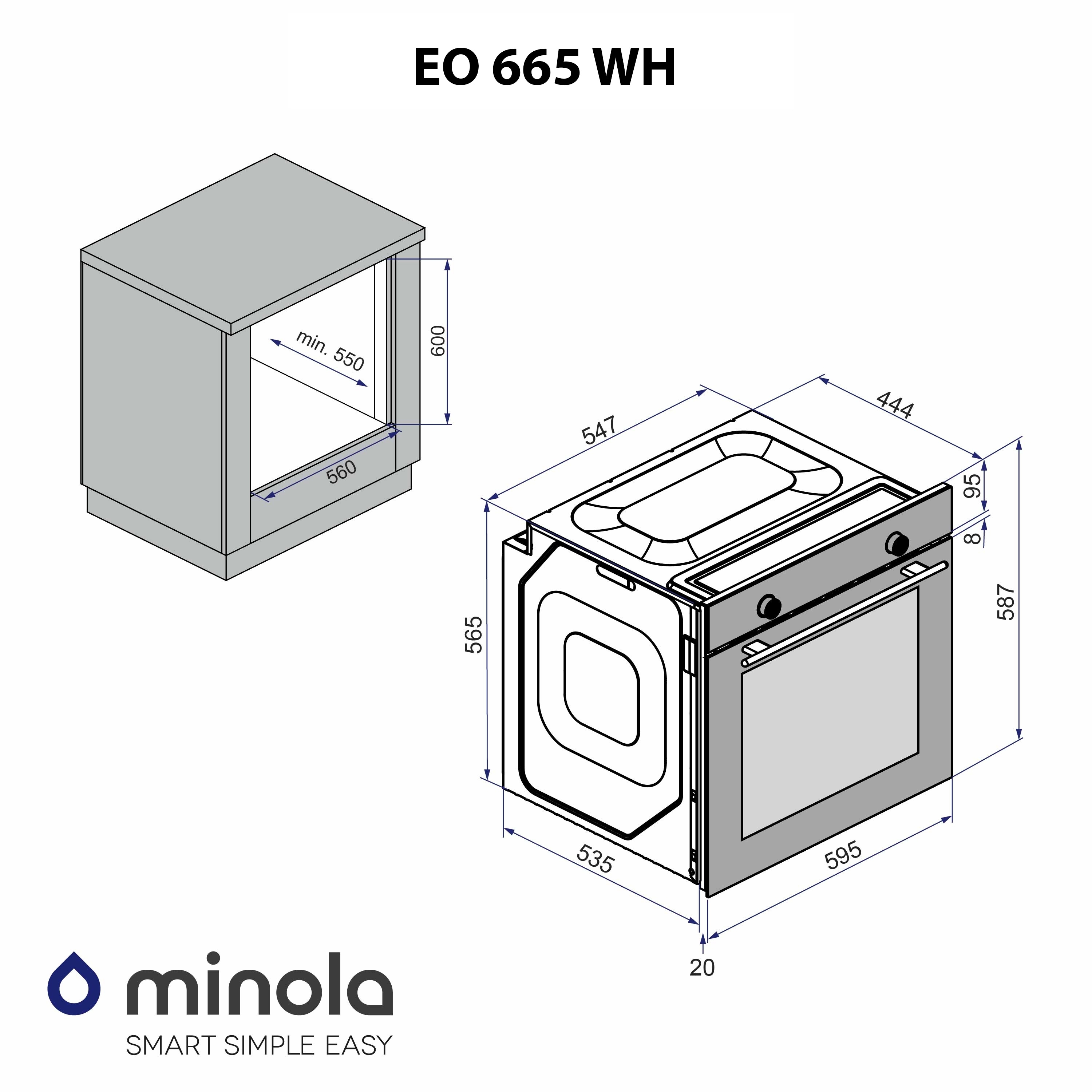 Minola 5905538401556 - зображення 14 Духовой шкаф электрический Minola EO 665 WH - зображення 14