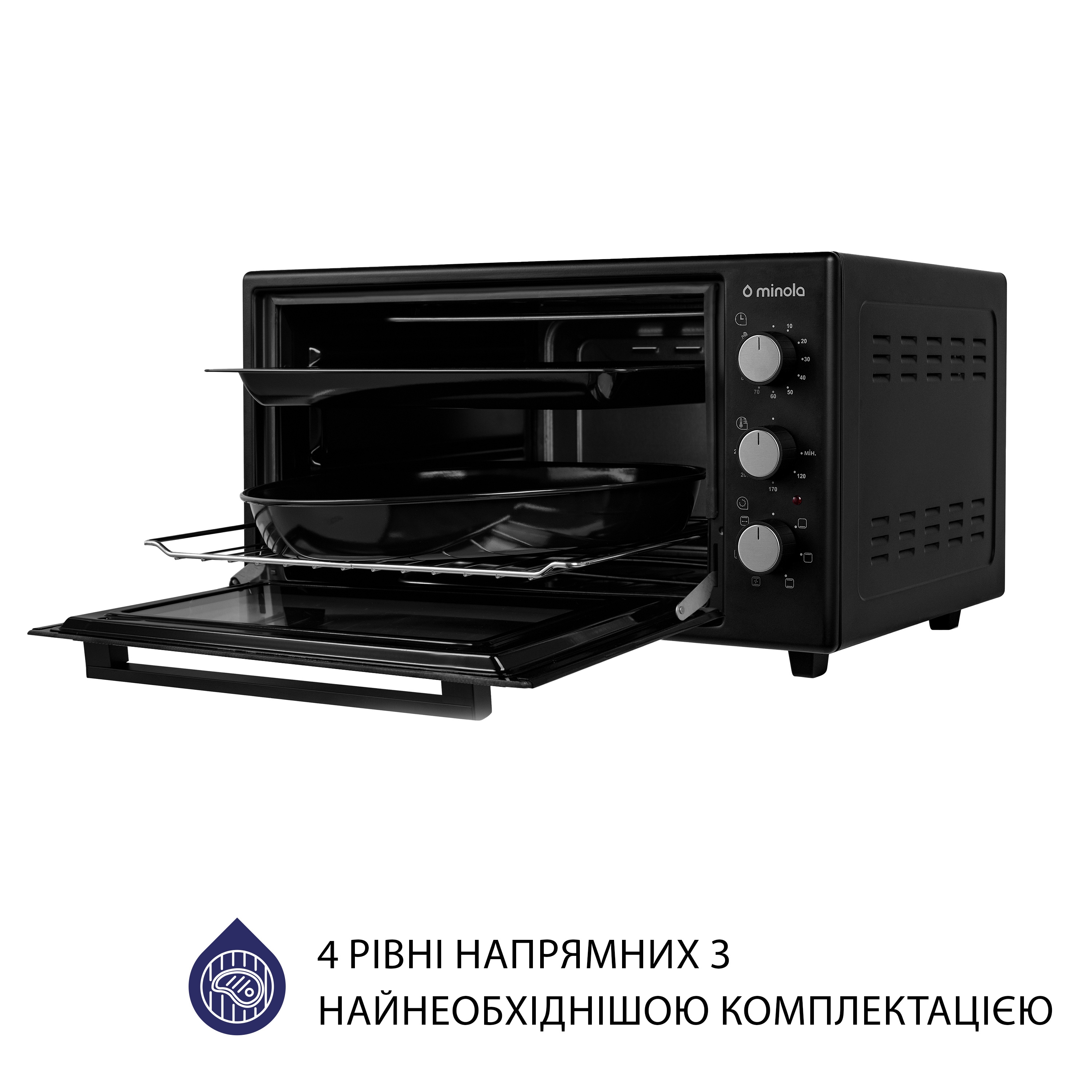 Minola 5902767909235 - зображення 8 Электрическая печь Minola FOET 3714 BL - зображення 8