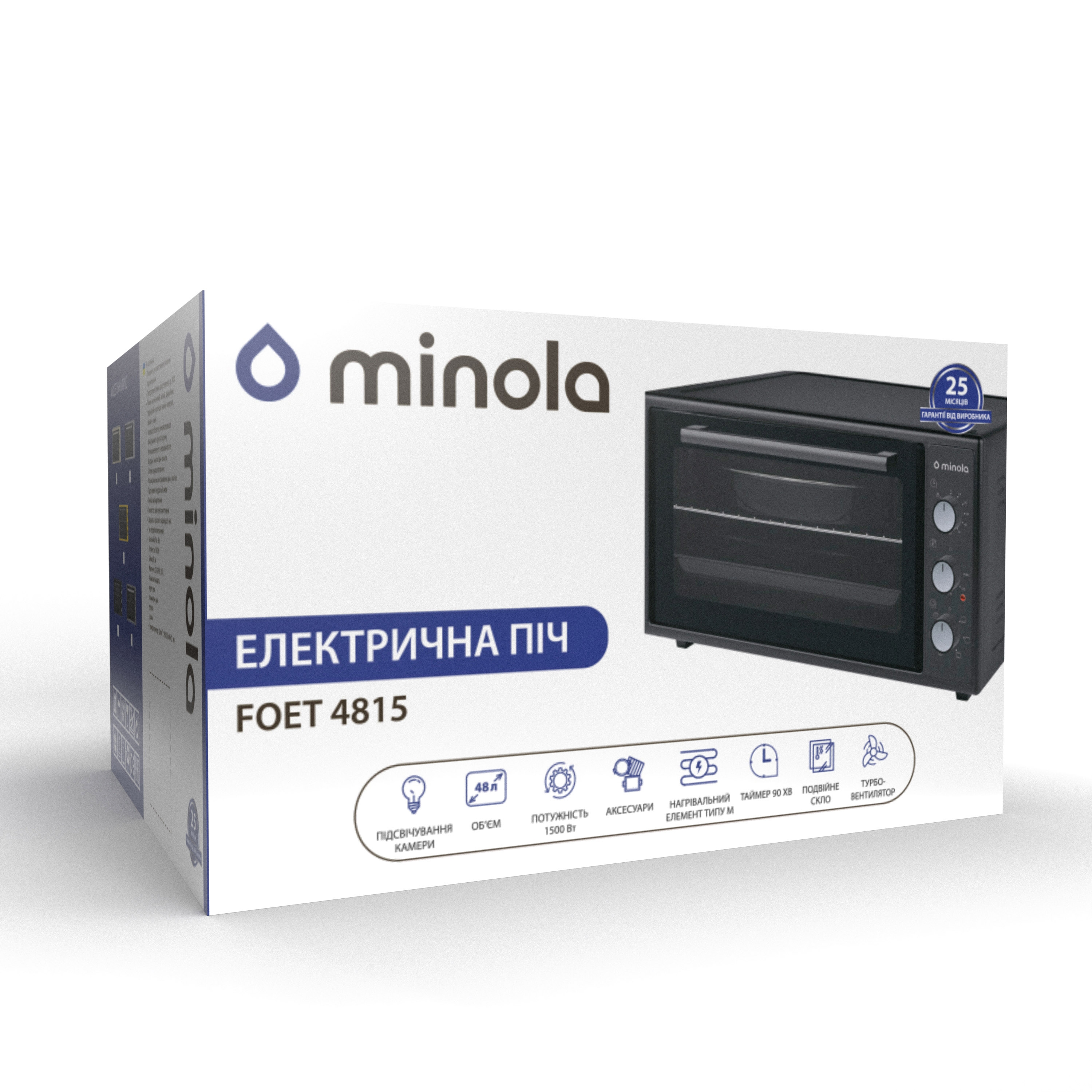 Minola 5902767909365 - зображення 16 Электрическая печь Minola FOET 4815 BL - зображення 16