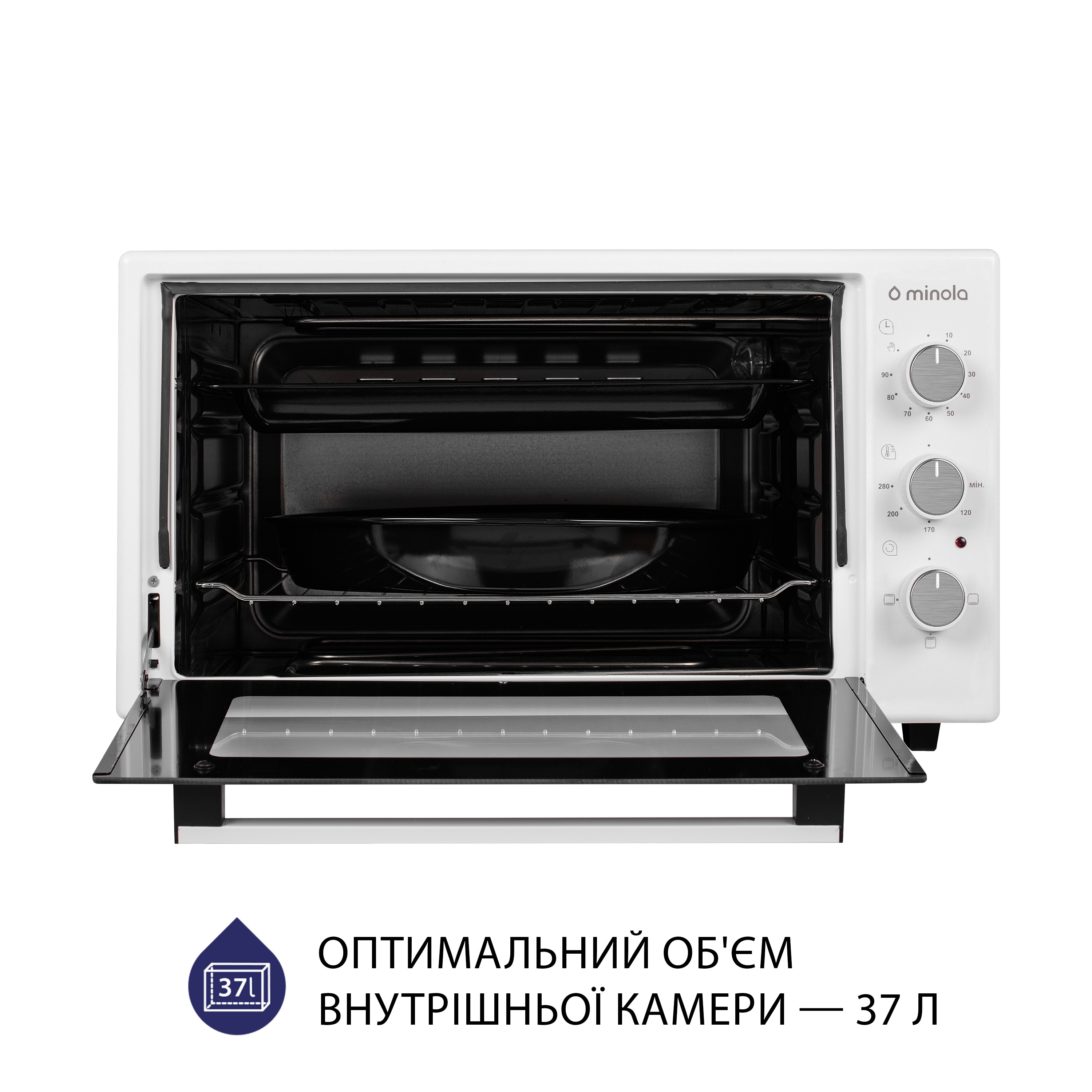 Minola 5902767909167 - зображення 2 Електрична піч Minola FOE 3714 WH - зображення 2