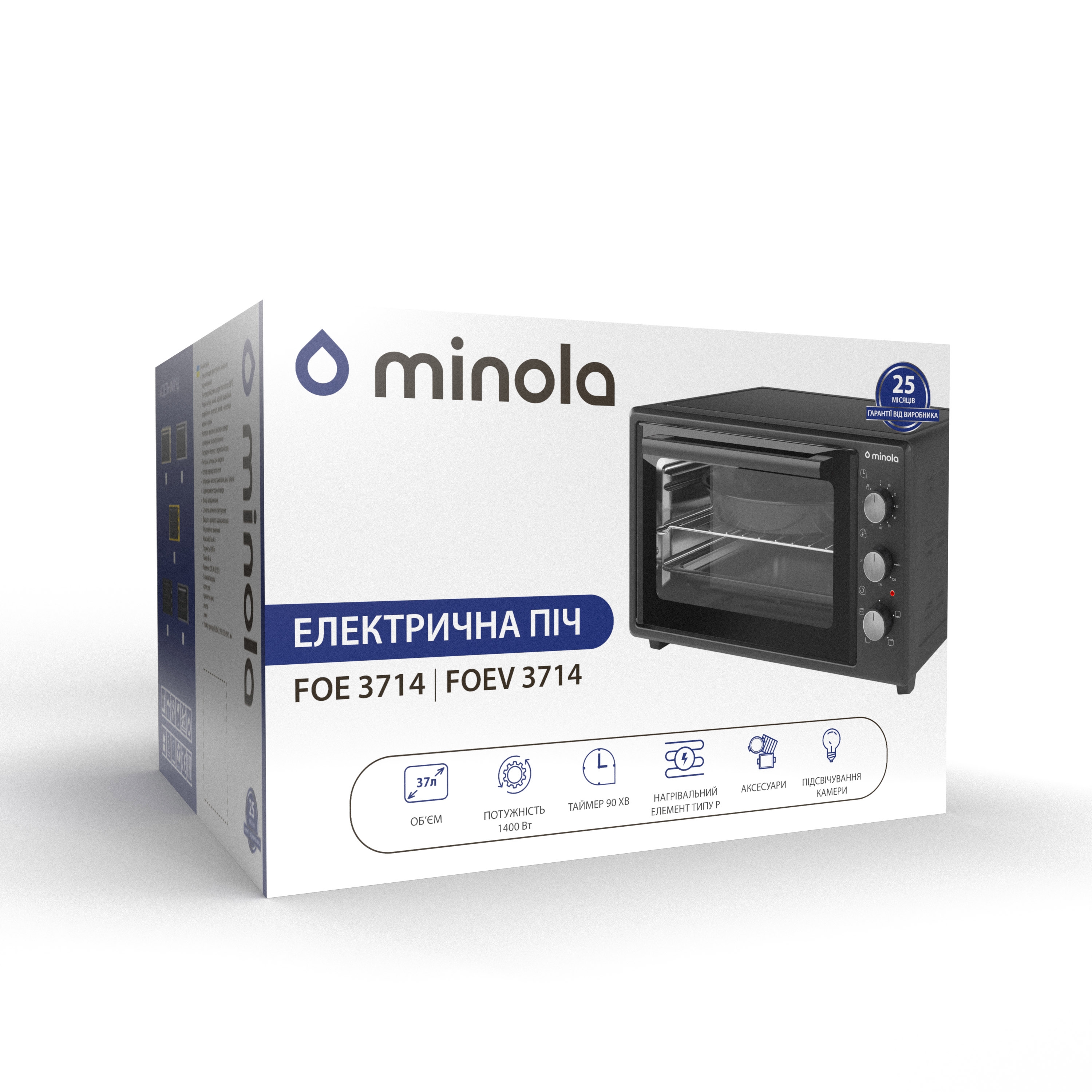 Minola 5902767909167 - зображення 13 Електрична піч Minola FOE 3714 WH - зображення 13