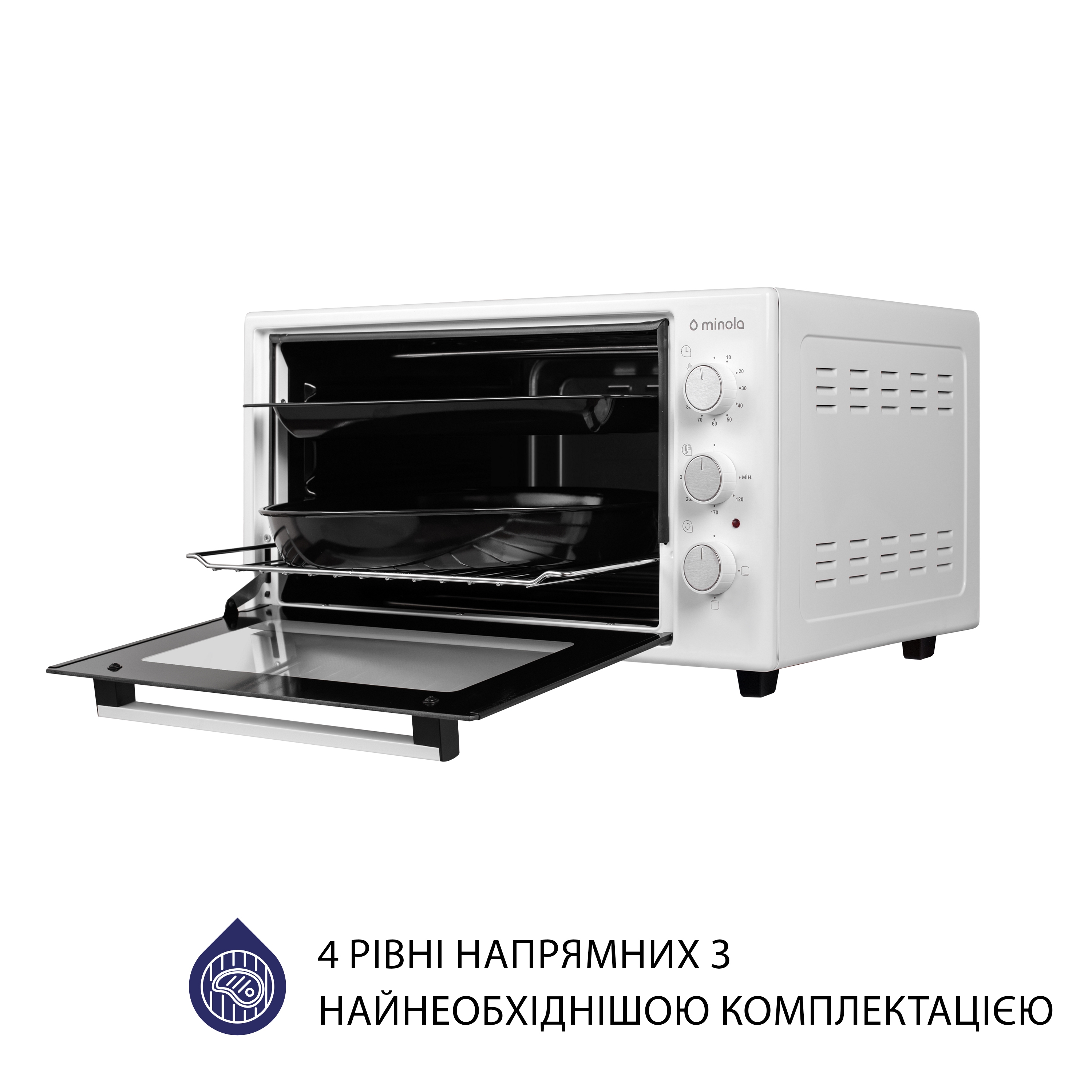 Minola 5902767909167 - зображення 7 Електрична піч Minola FOE 3714 WH - зображення 7