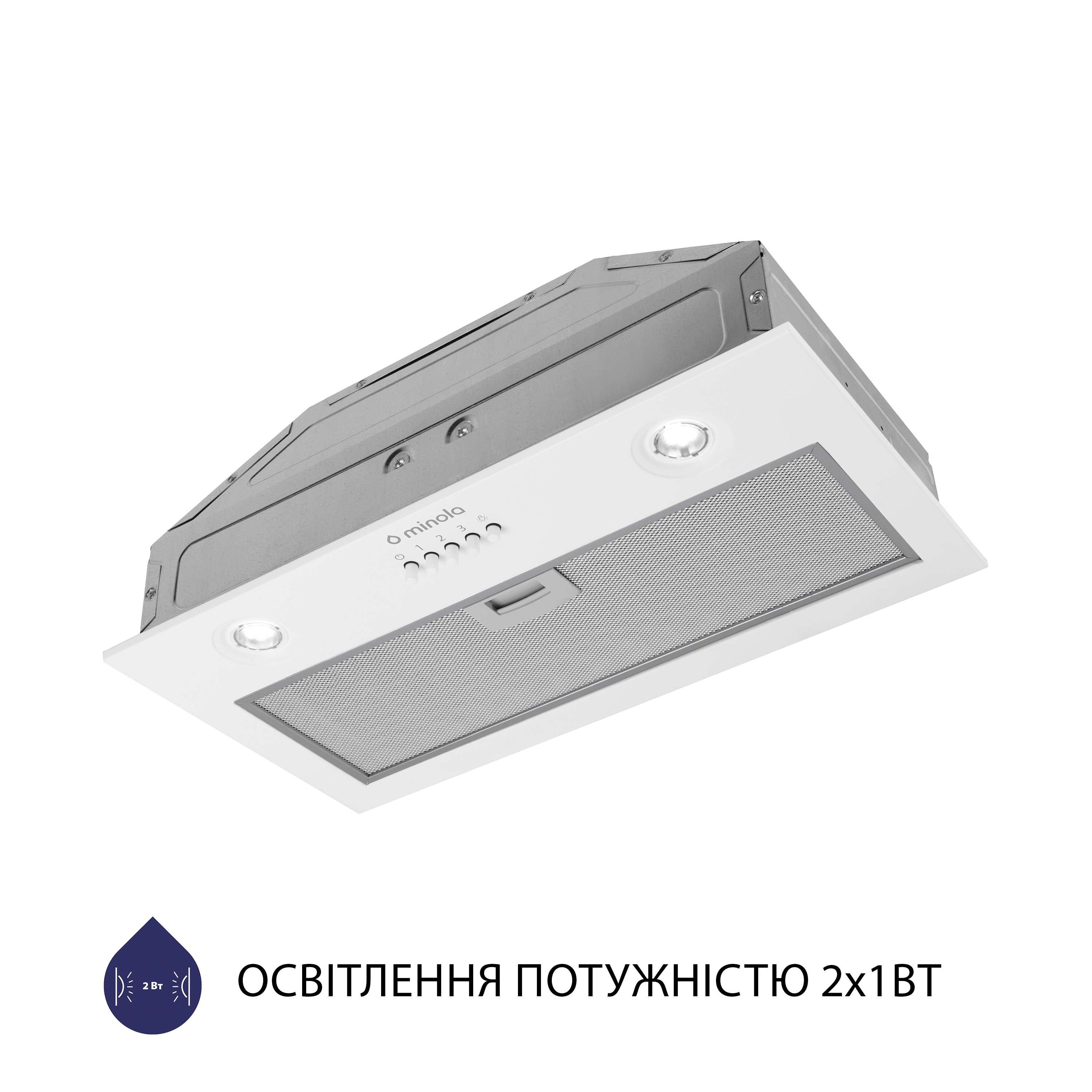 Витяжка повновбудована Minola HBI 5204 WH 700 LED - зображення 5