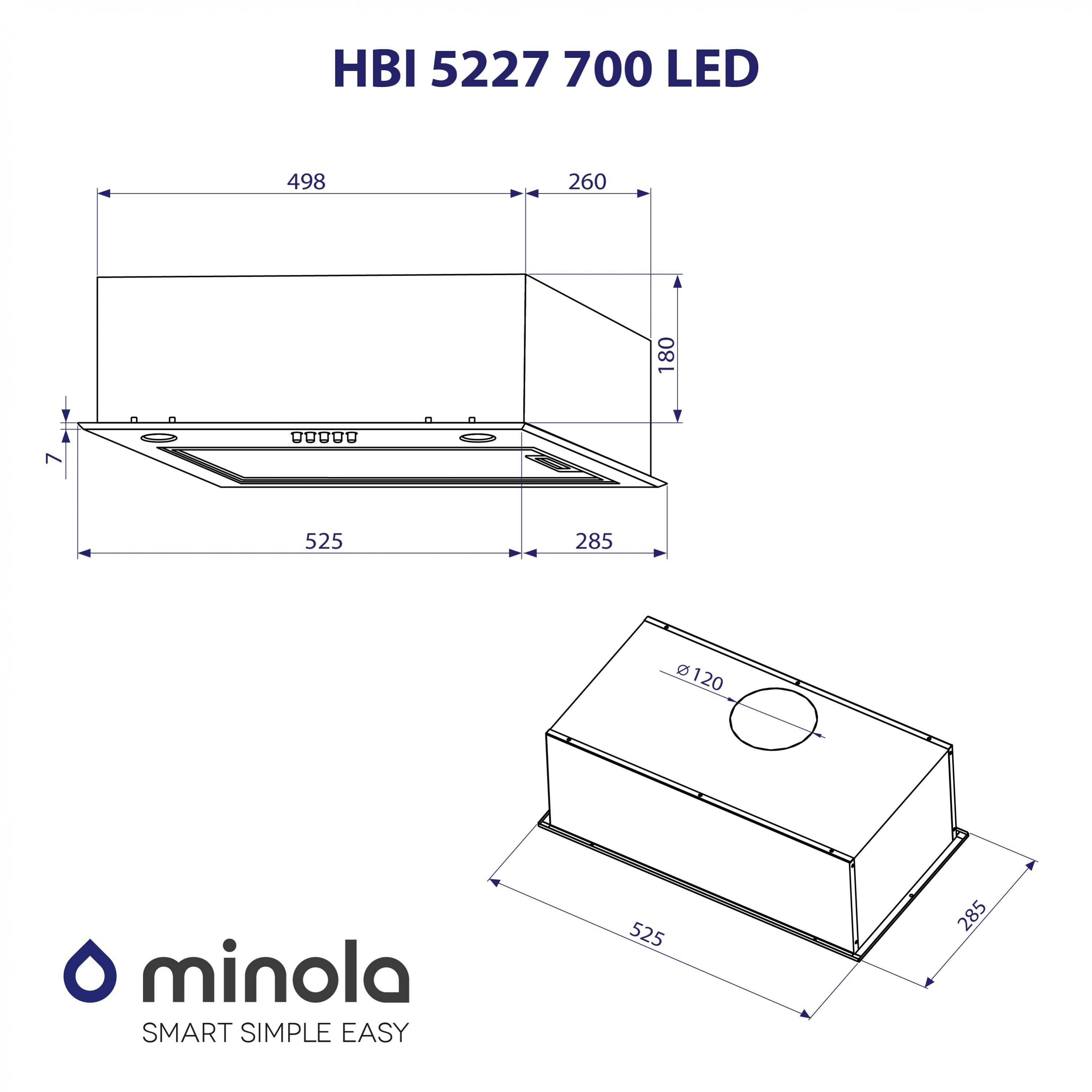 Вытяжка полновстраиваемая Minola HBI 5227 GR 700 LED - зображення 10