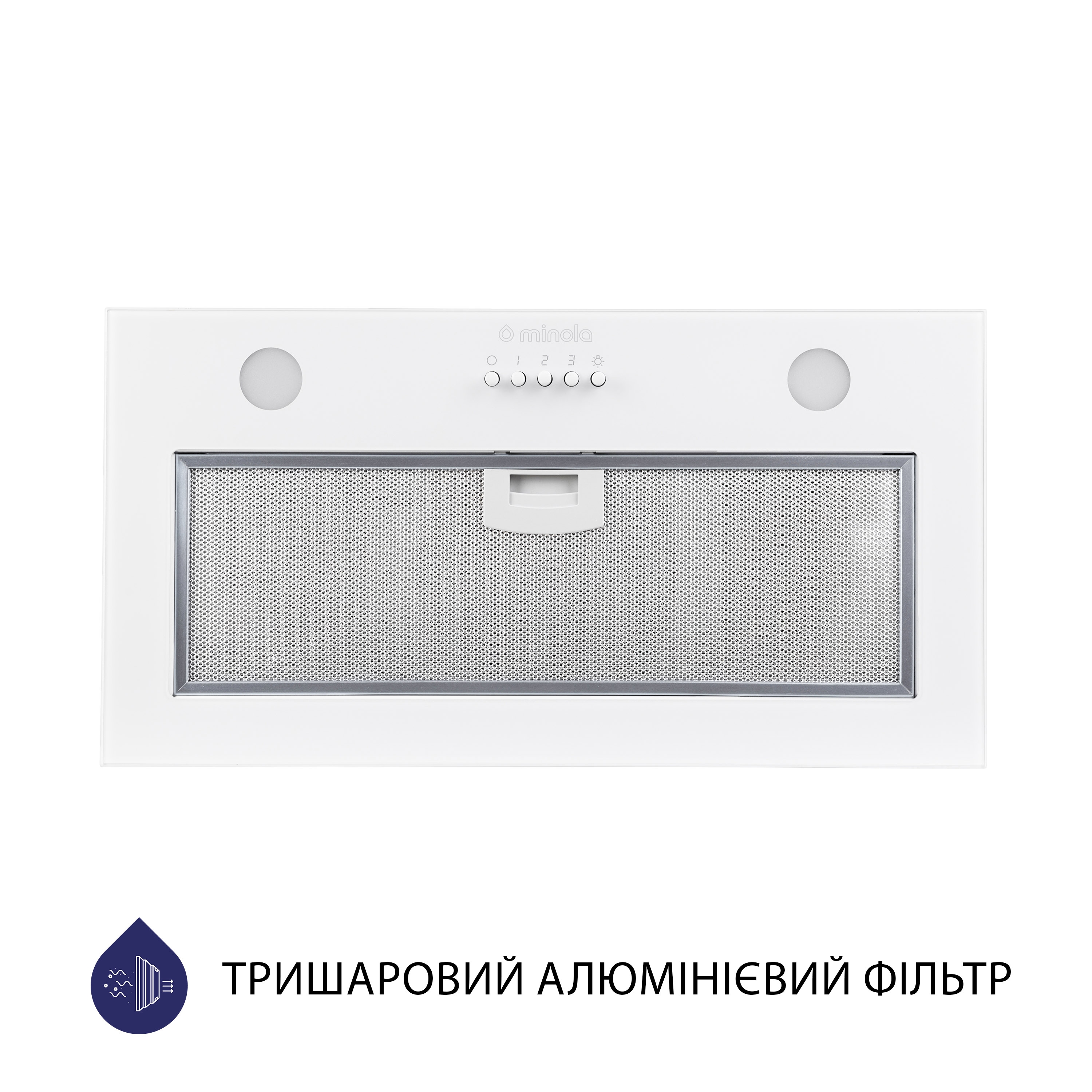 Витяжка повновбудована Minola HBI 52621 WH GLASS 700 LED - зображення 2