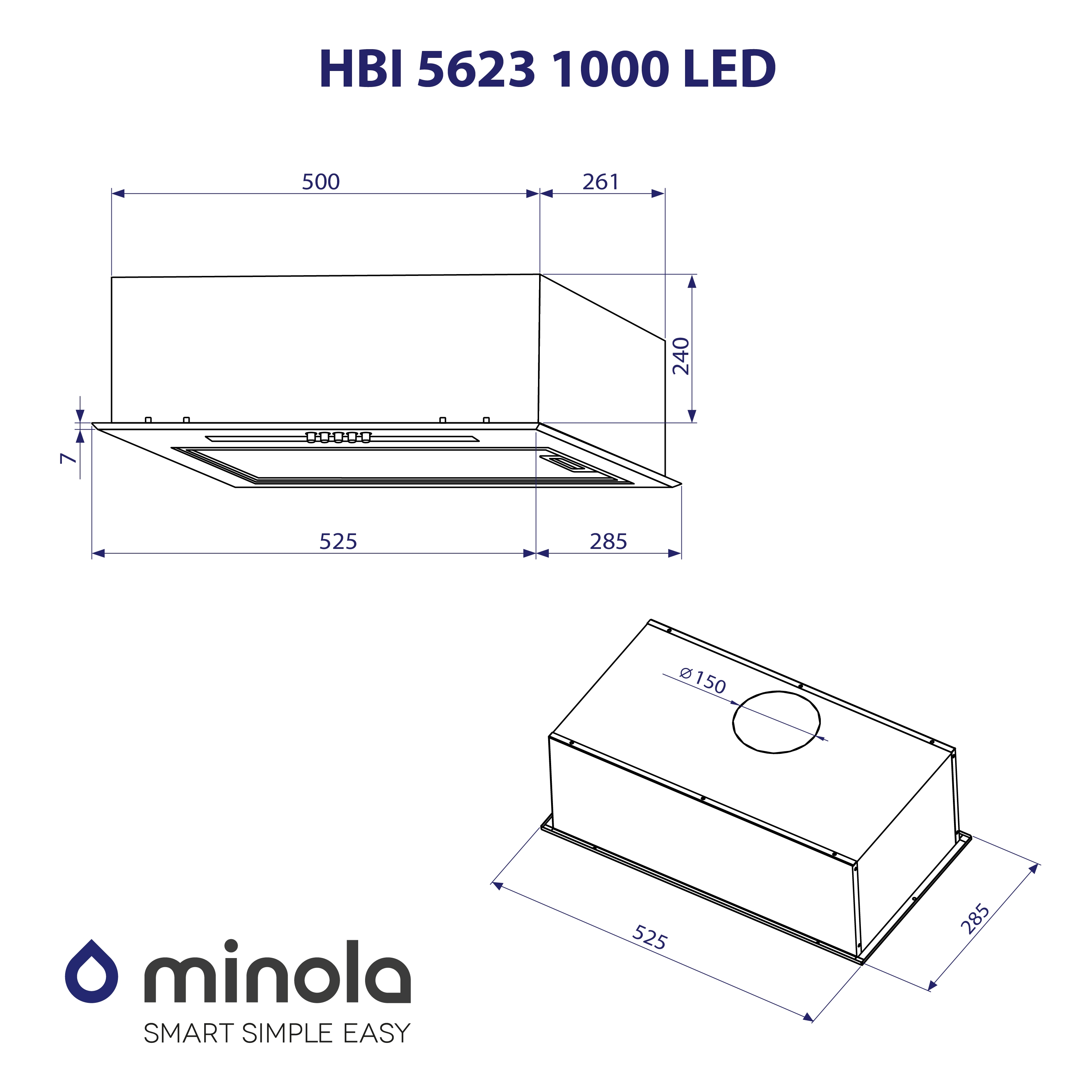 Витяжка повновбудована Minola HBI 5623 I 1000 LED - зображення 10