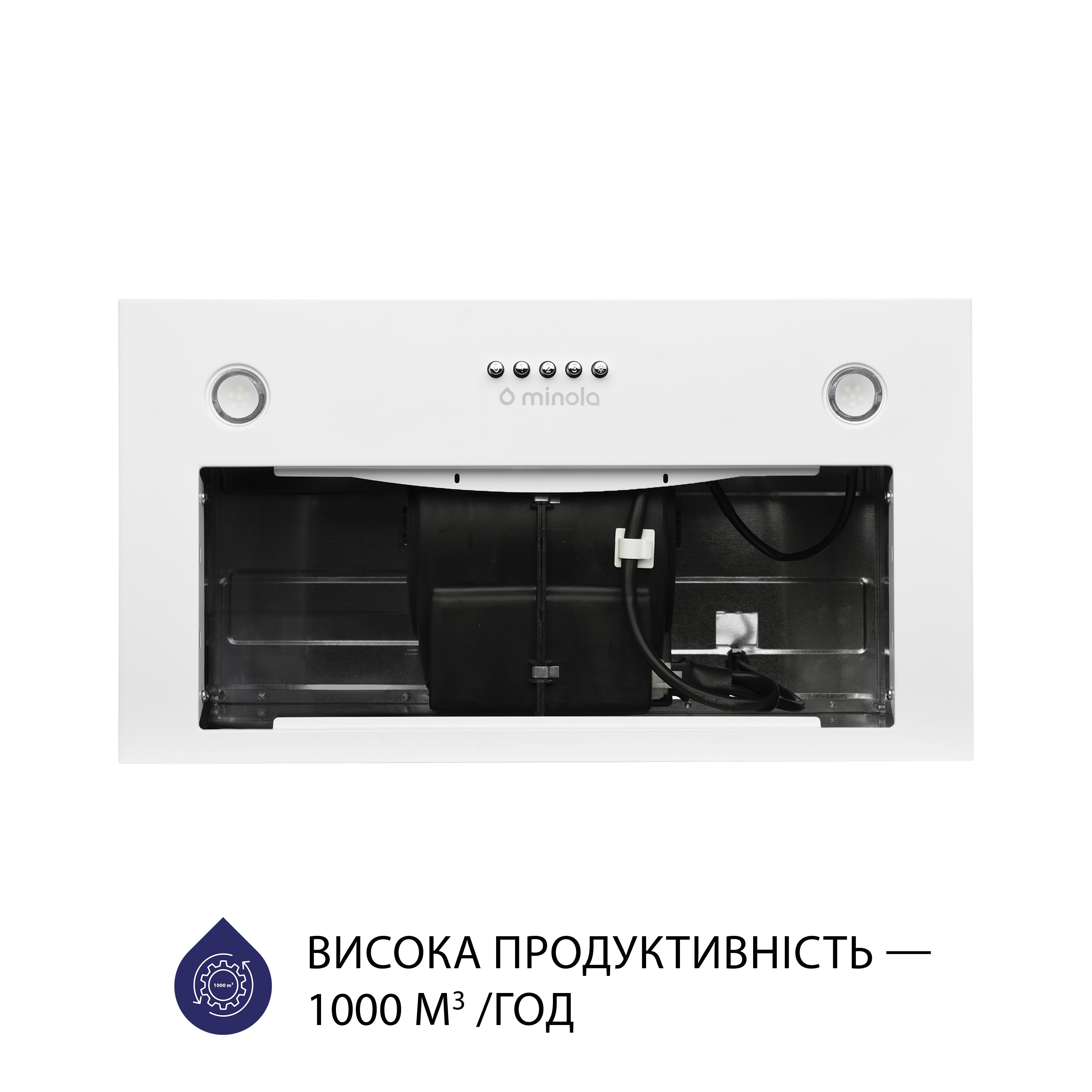 Витяжка повновбудована Minola HBI 5627 WH 1000 LED - зображення 3