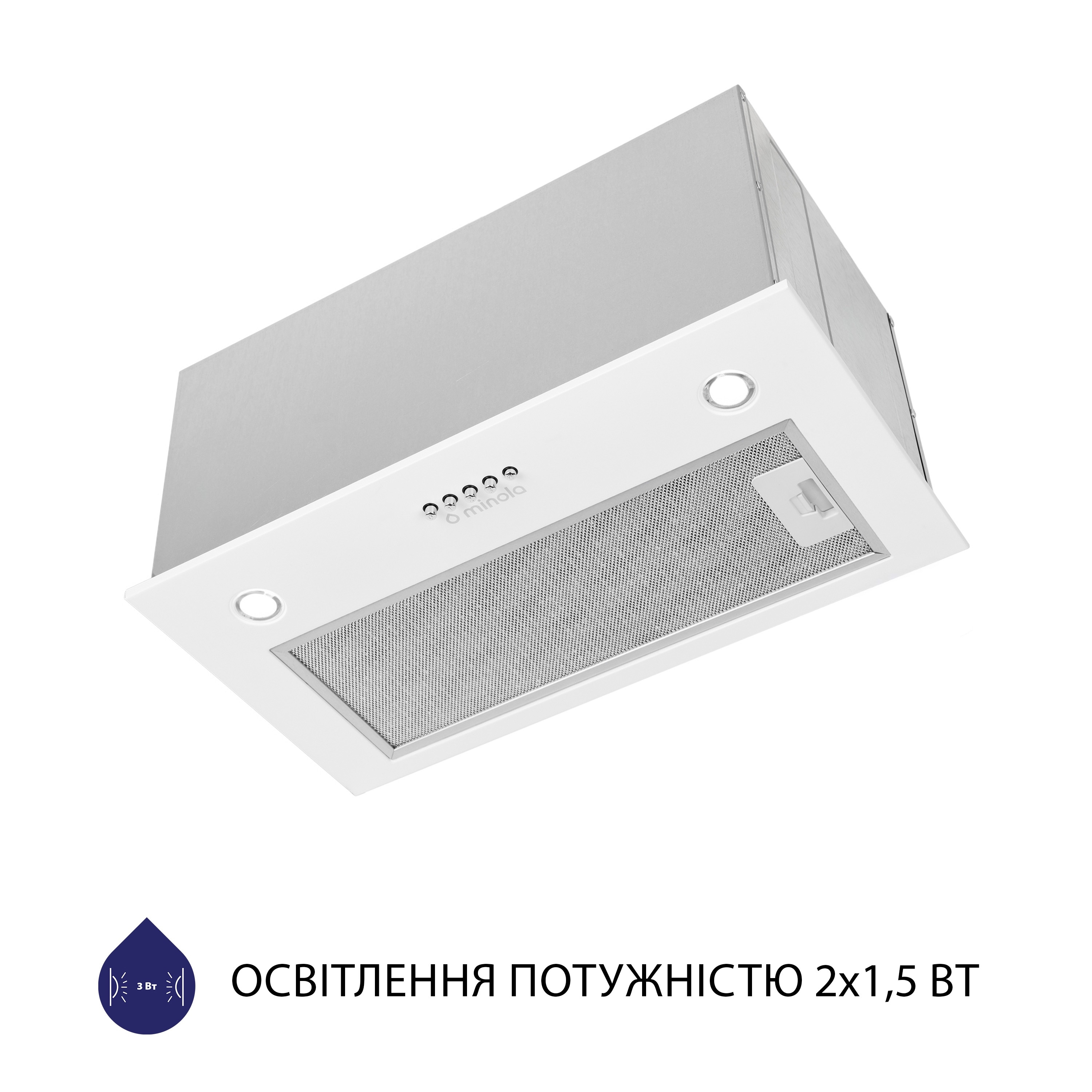 Витяжка повновбудована Minola HBI 5627 WH 1000 LED - зображення 5