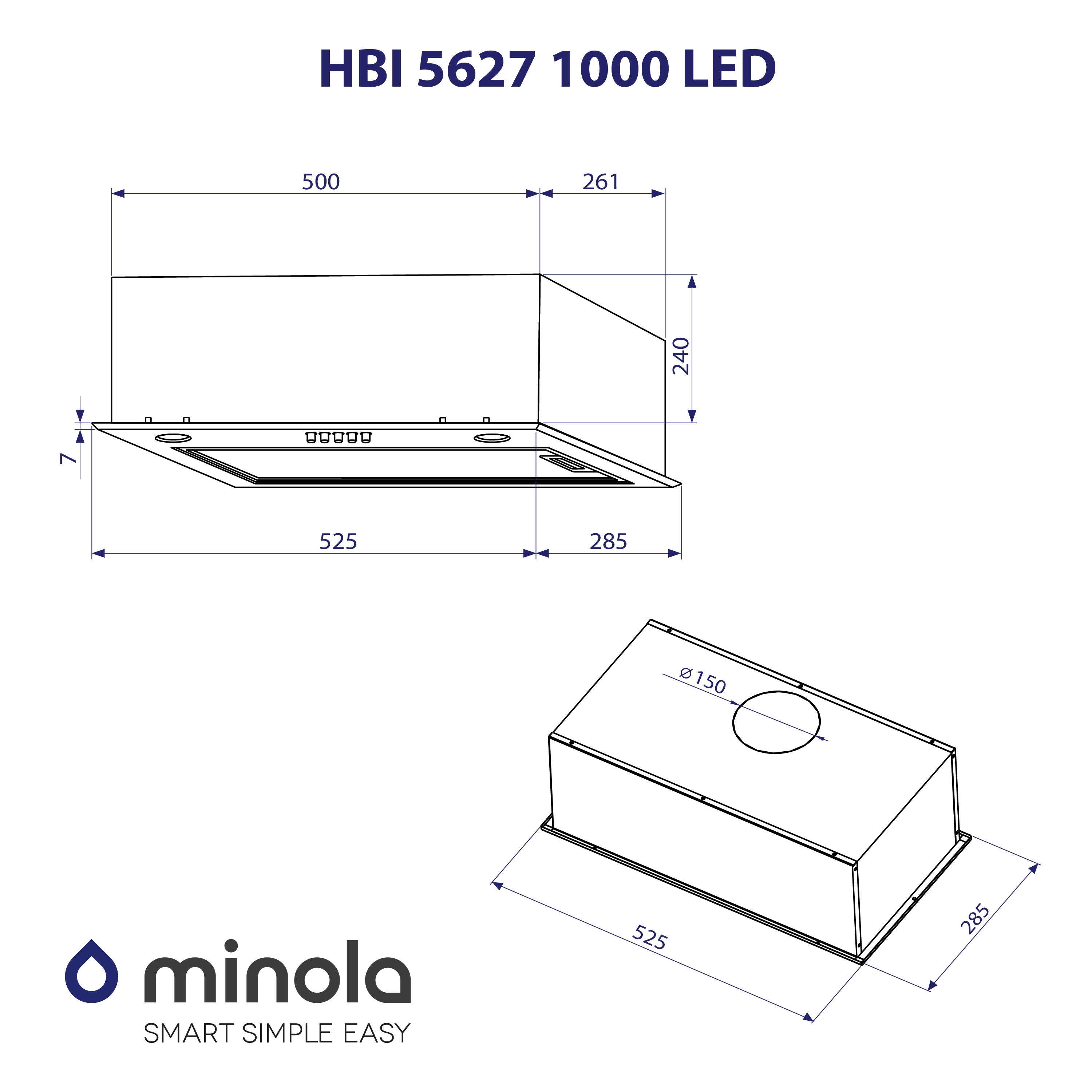 Витяжка повновбудована Minola HBI 5627 WH 1000 LED - зображення 10