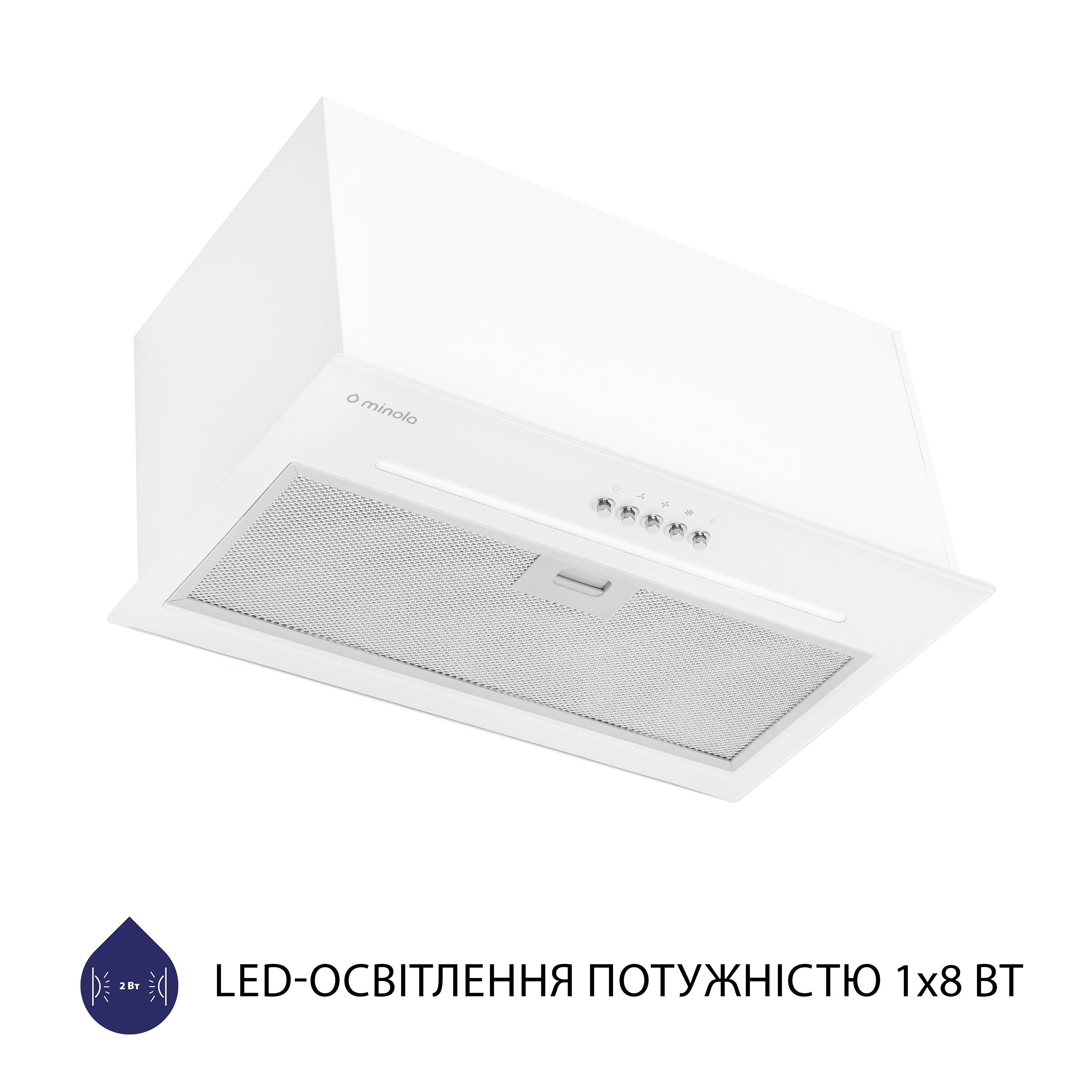 Витяжка повновбудована Minola HBI 5664 WH GLASS 1000 LED Line - зображення 3