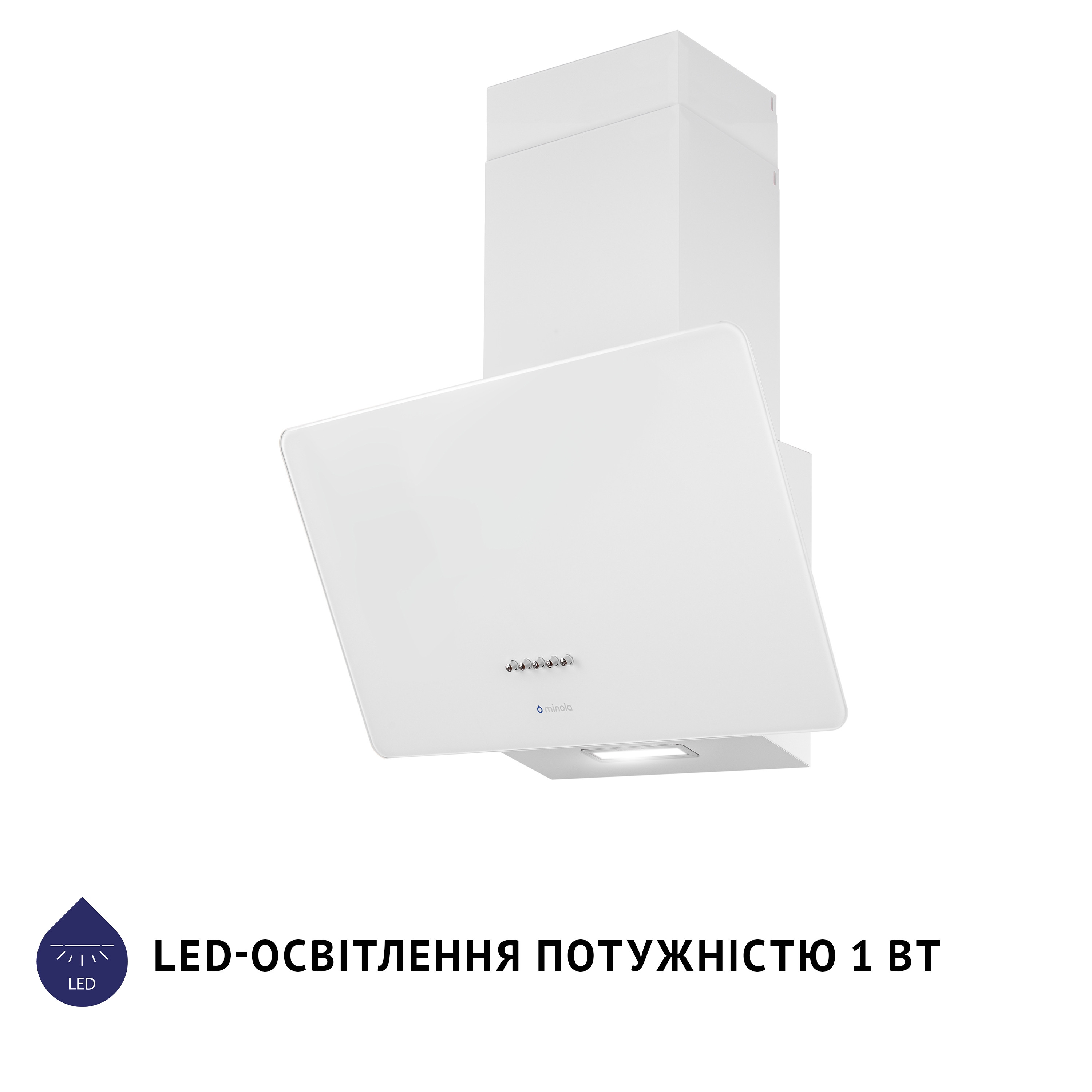 Вытяжка декоративная наклонная Minola HDN 5224 WH 700 LED - зображення 3