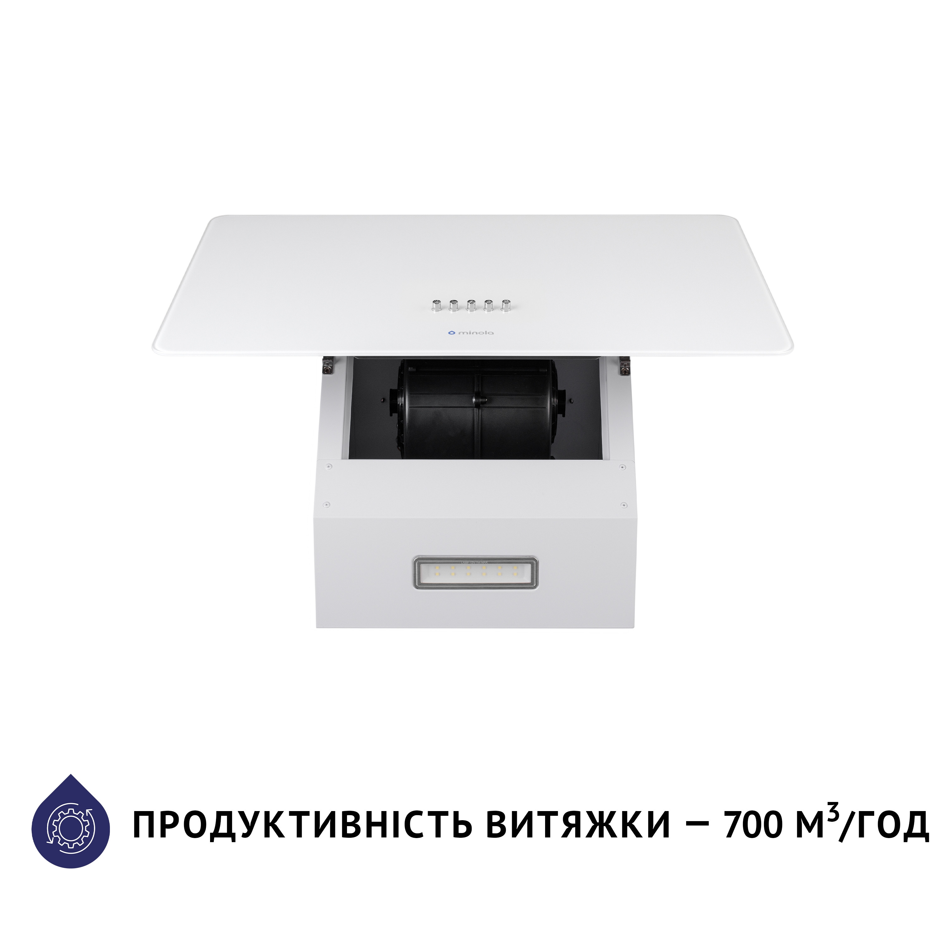 Вытяжка декоративная наклонная Minola HDN 5224 WH 700 LED - зображення 5