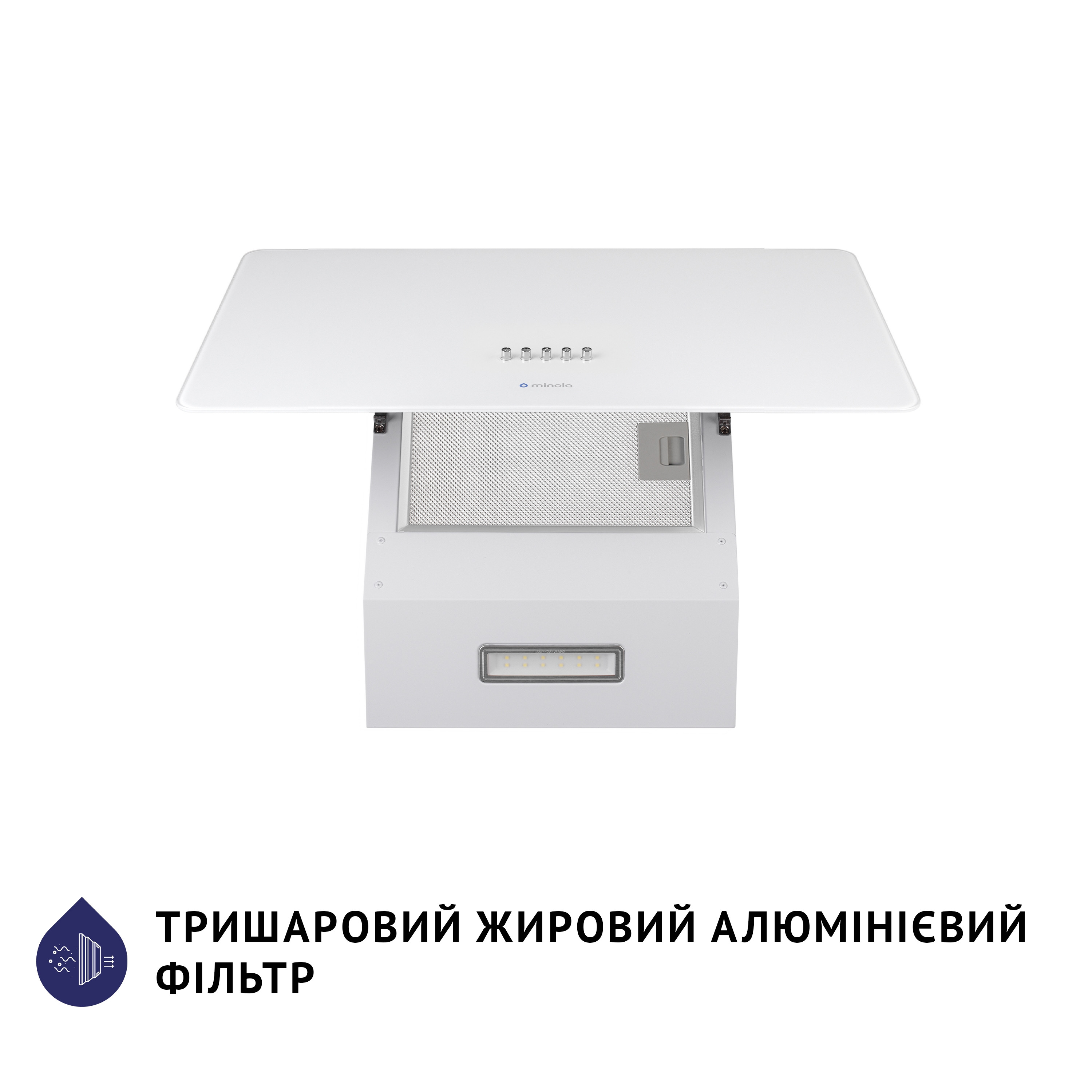 Вытяжка декоративная наклонная Minola HDN 5224 WH 700 LED - зображення 6