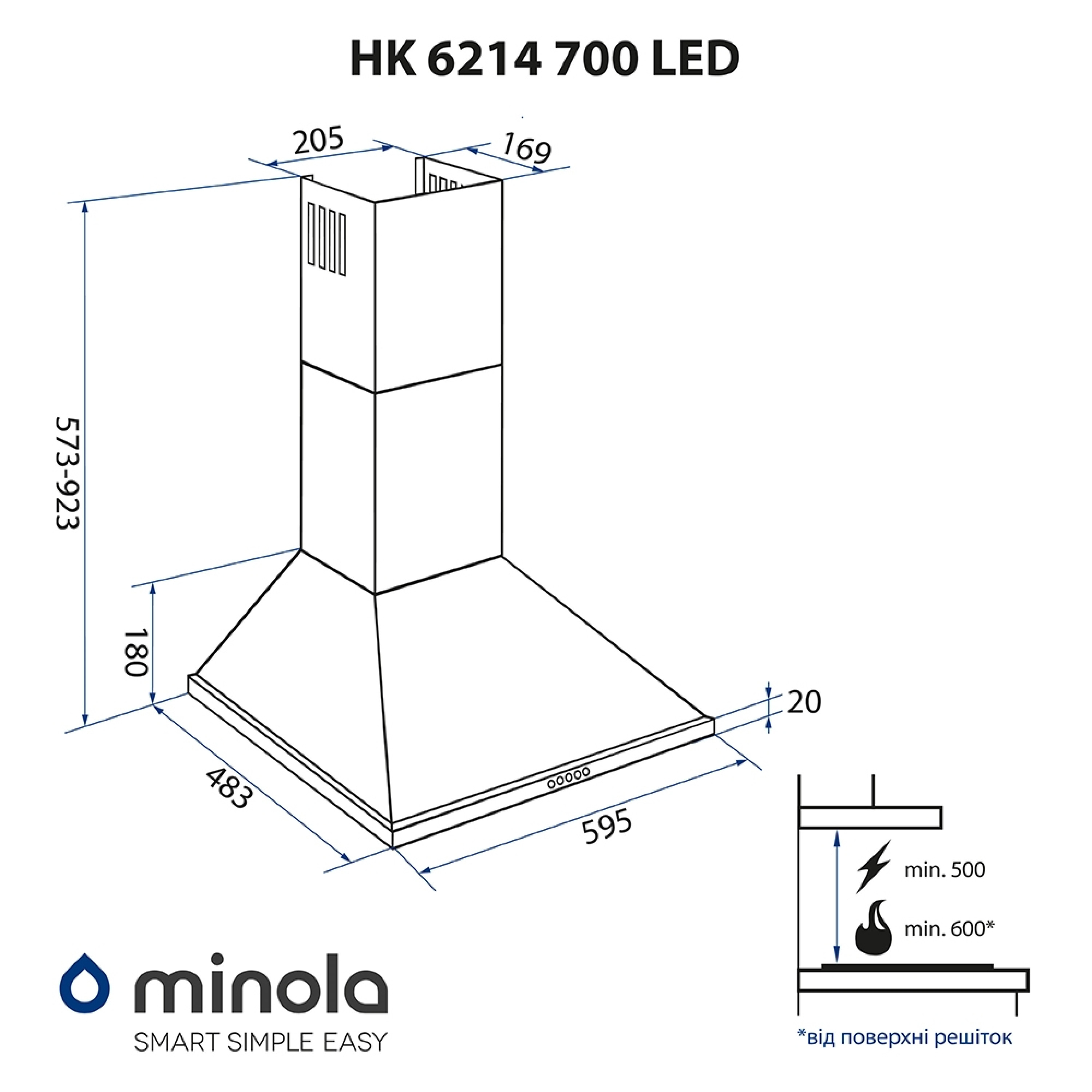 Витяжка купольна Minola HK 6214 I 700 LED - зображення 15