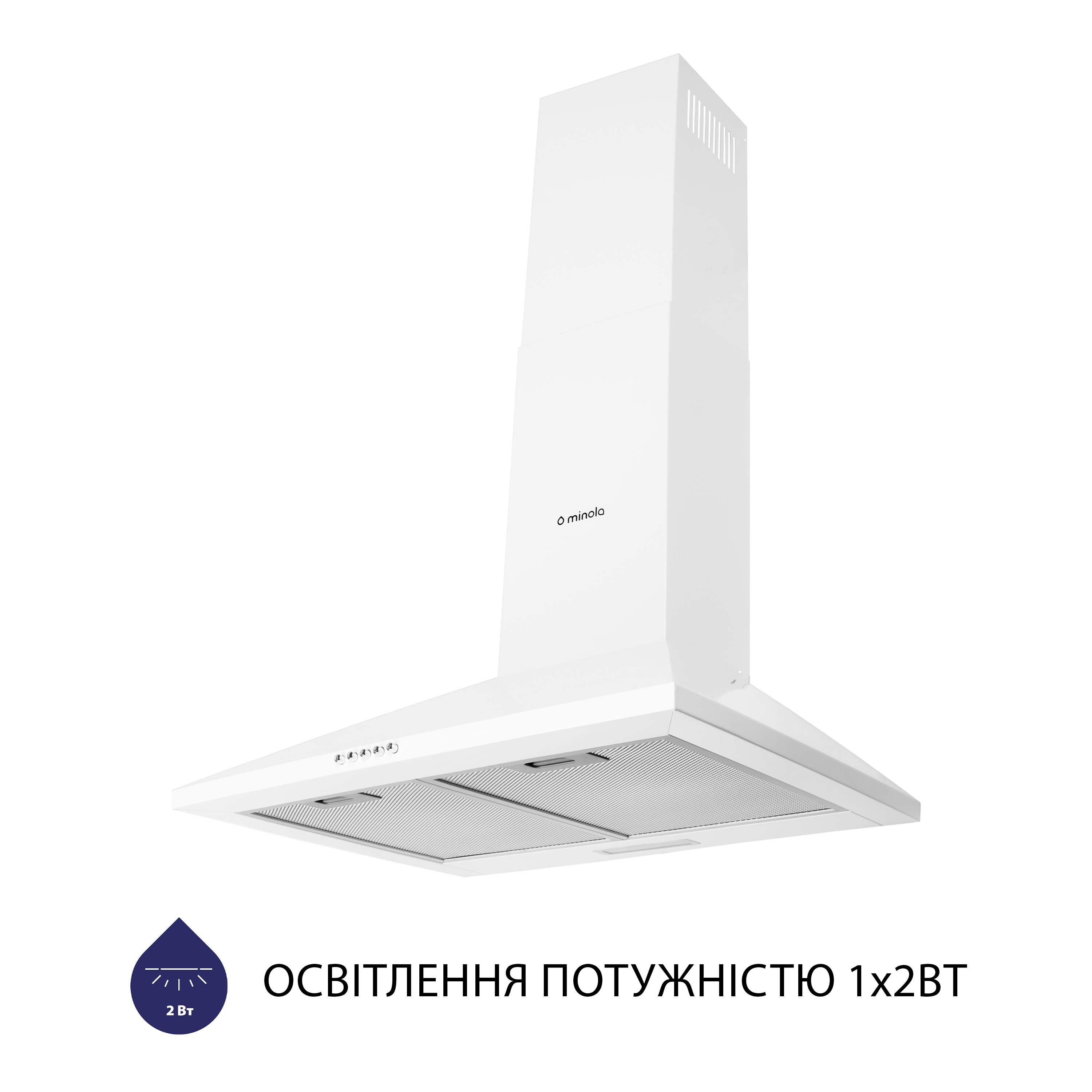 Витяжка купольна Minola HK 6614 WH 1000 LED - зображення 3