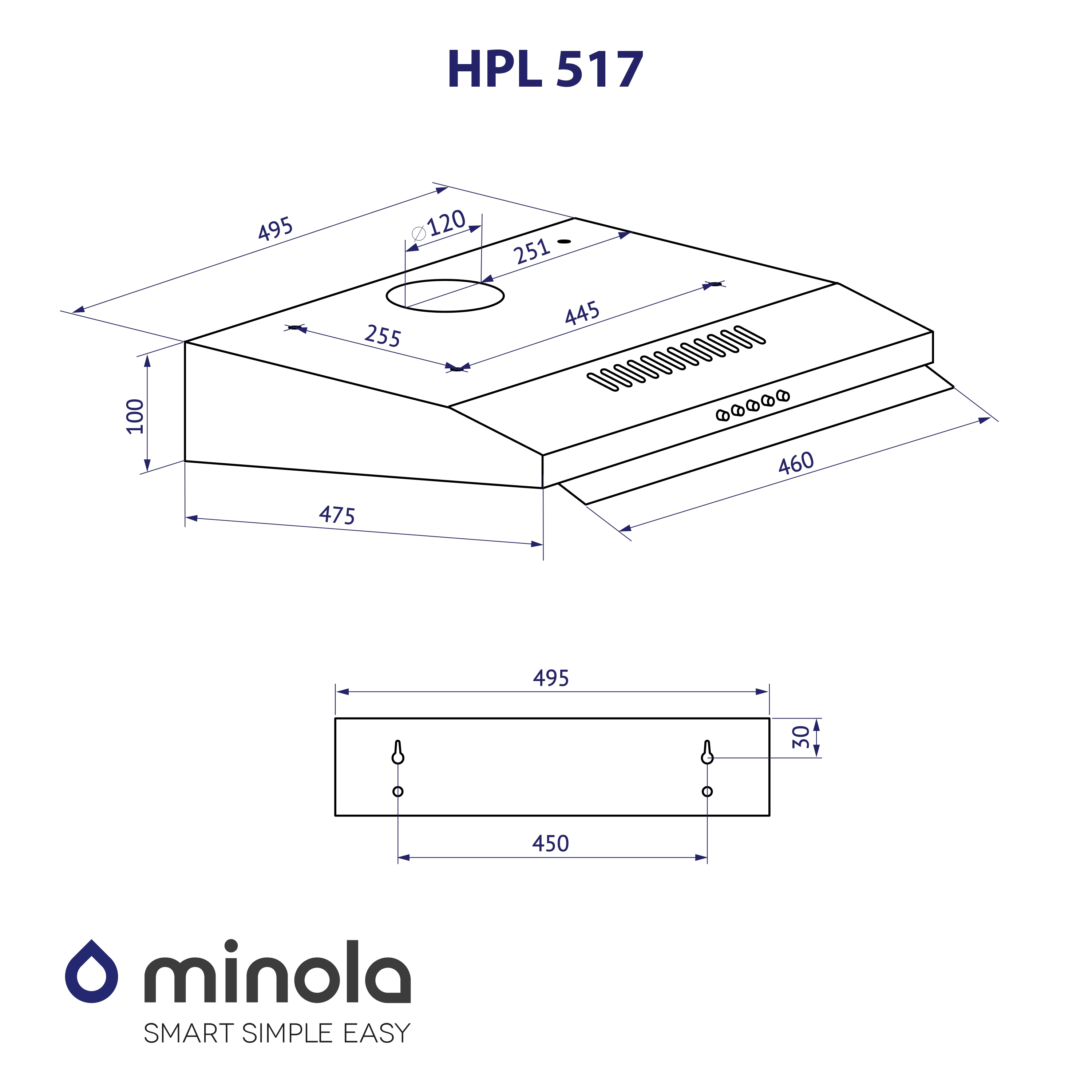 Вытяжка плоская Minola HPL 517 I - зображення 11
