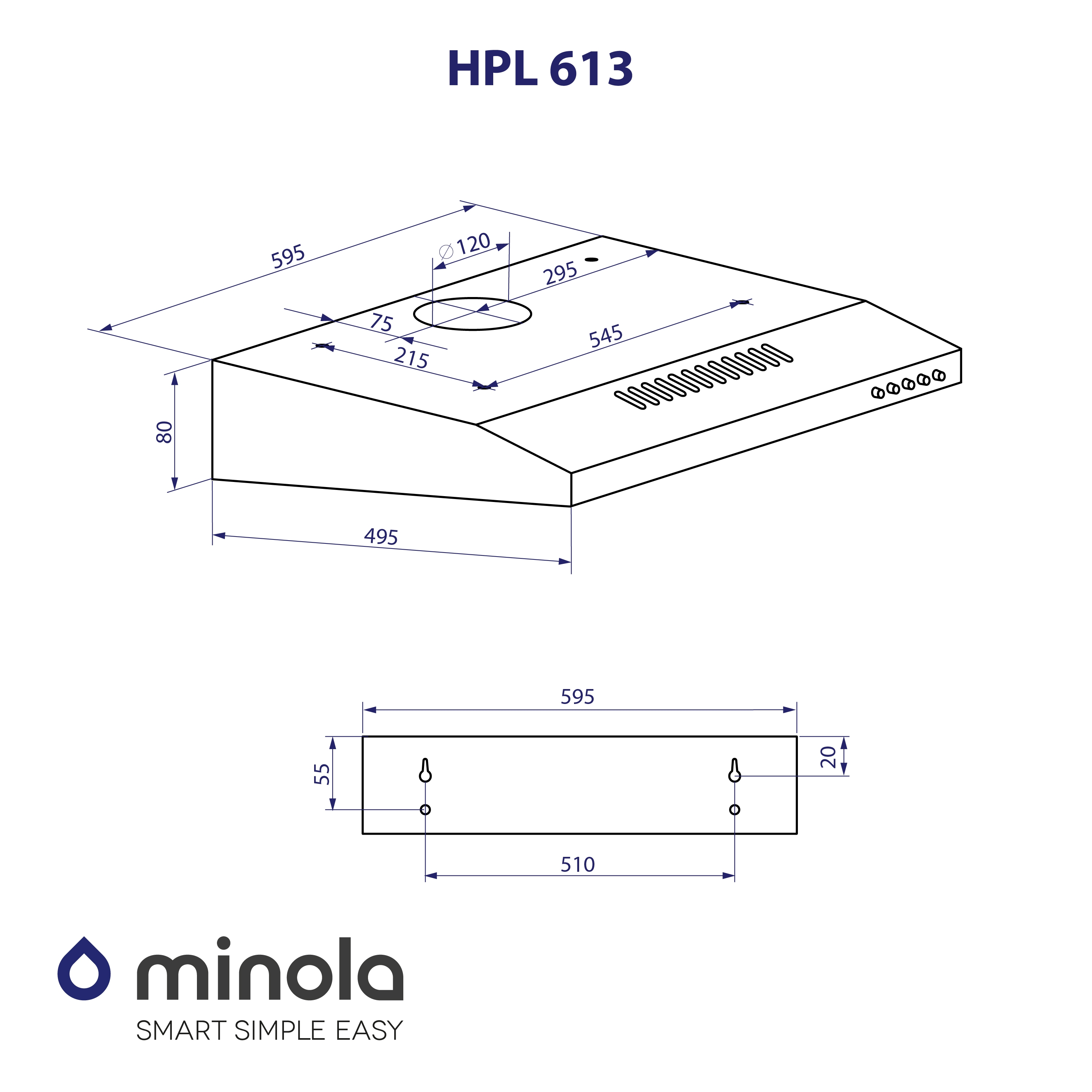 Витяжка плоска Minola HPL 613 WH - зображення 11