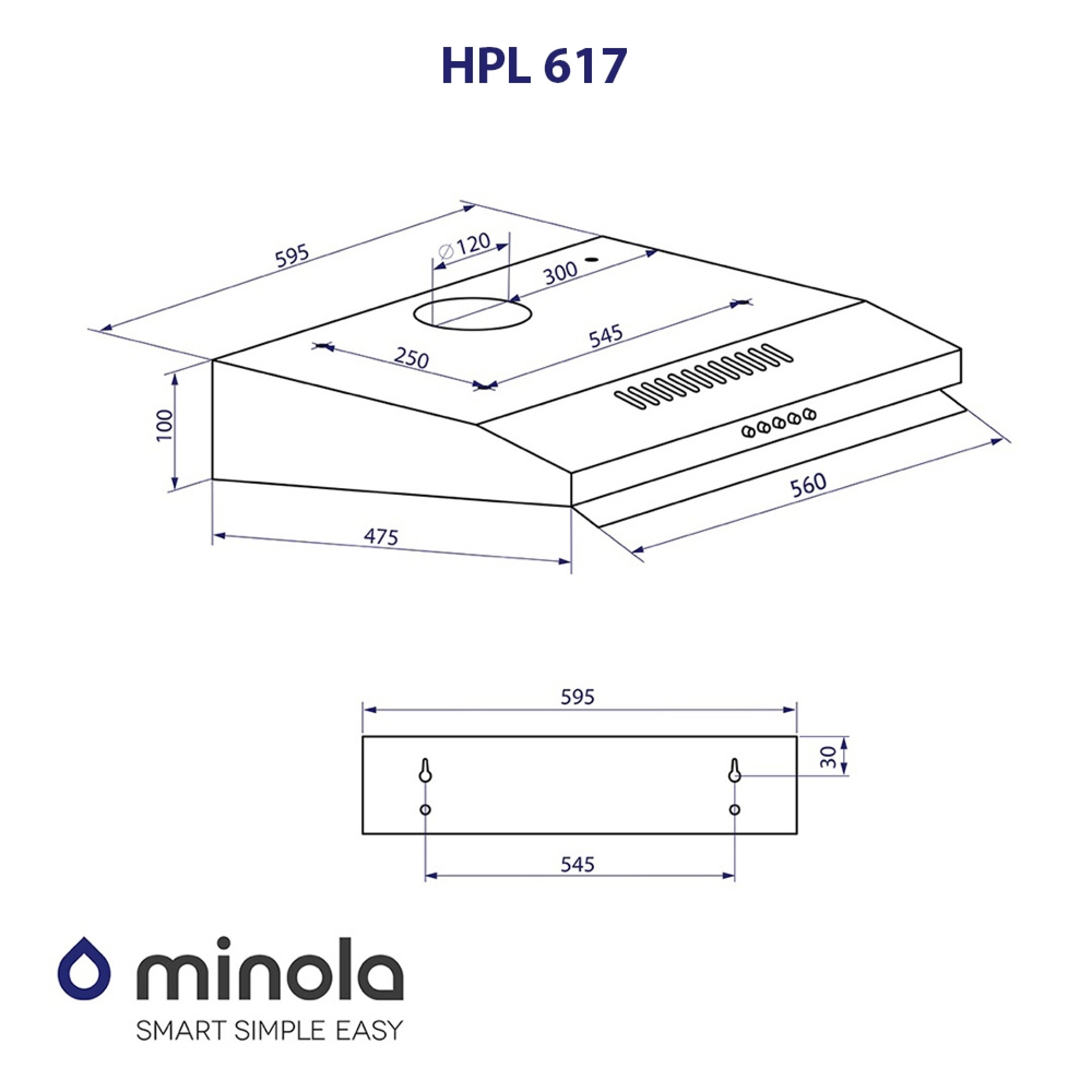 Вытяжка плоская Minola HPL 617 BL - зображення 11