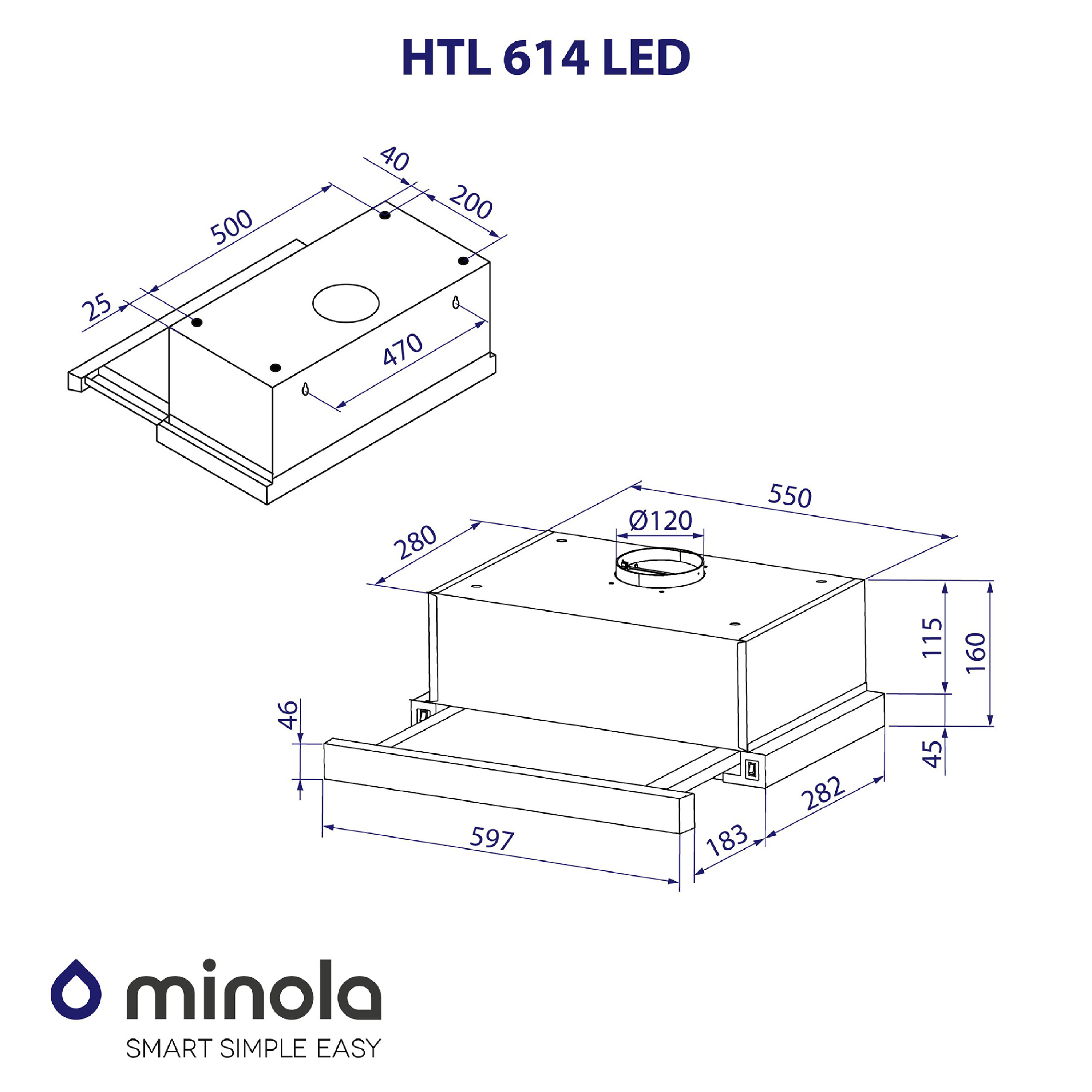 Витяжка телескопічна Minola HTL 614 BL LED - зображення 10