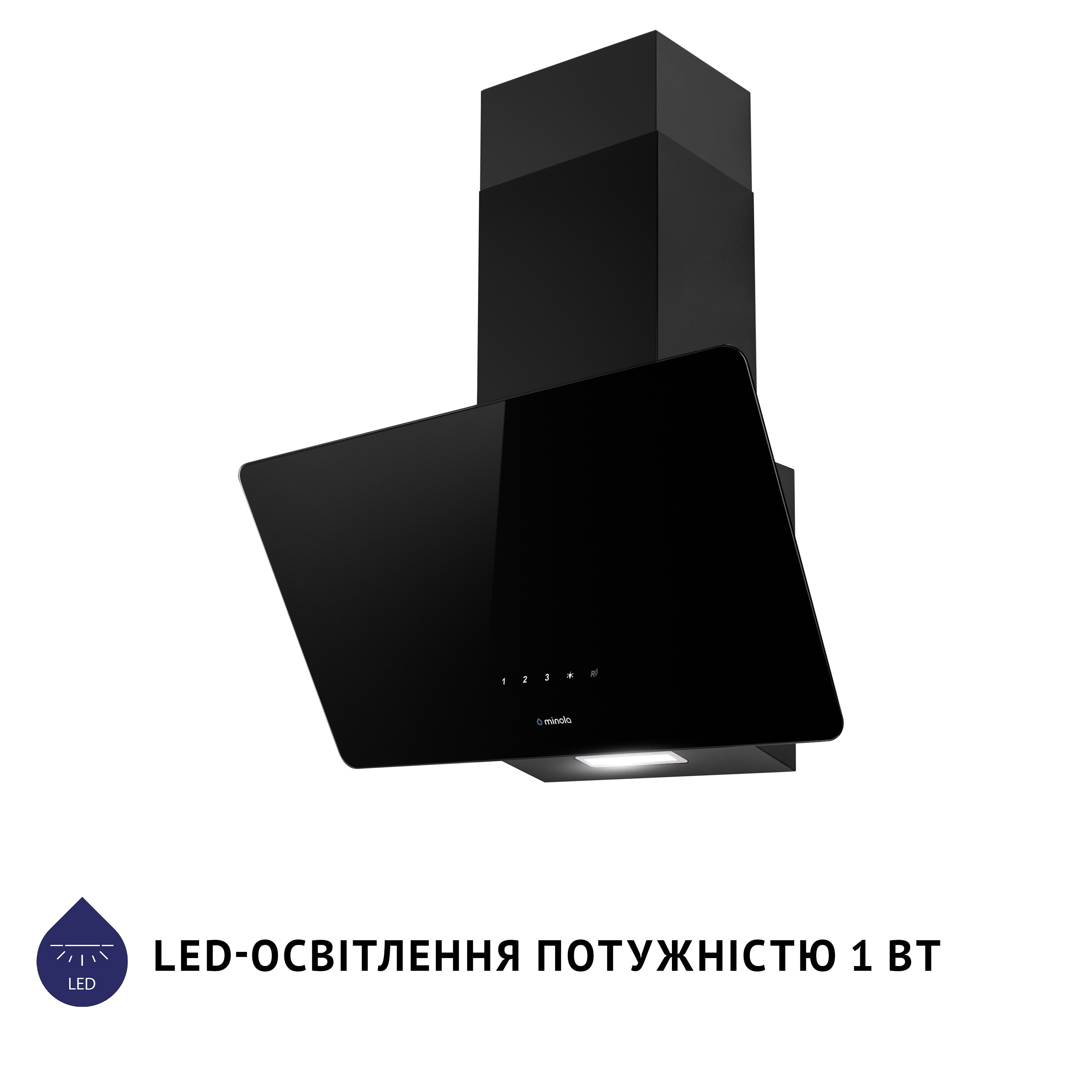 Вытяжка декоративная наклонная Minola HVS 6224 BL 700 LED - зображення 3