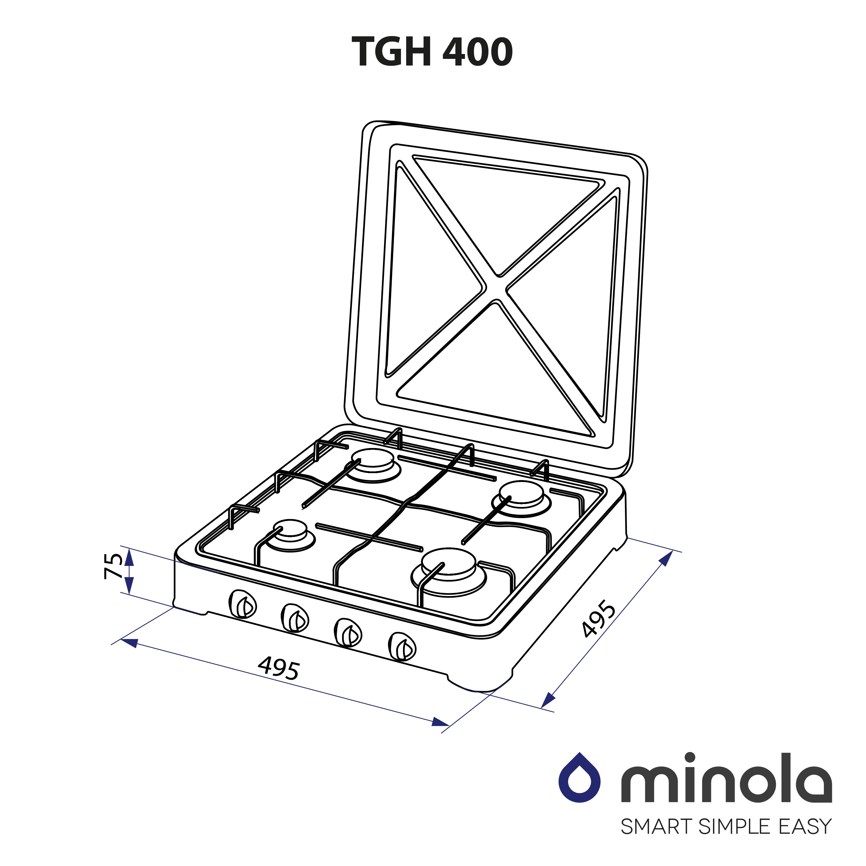 Настольная газовая плита Minola TGH 400 WH - зображення 7