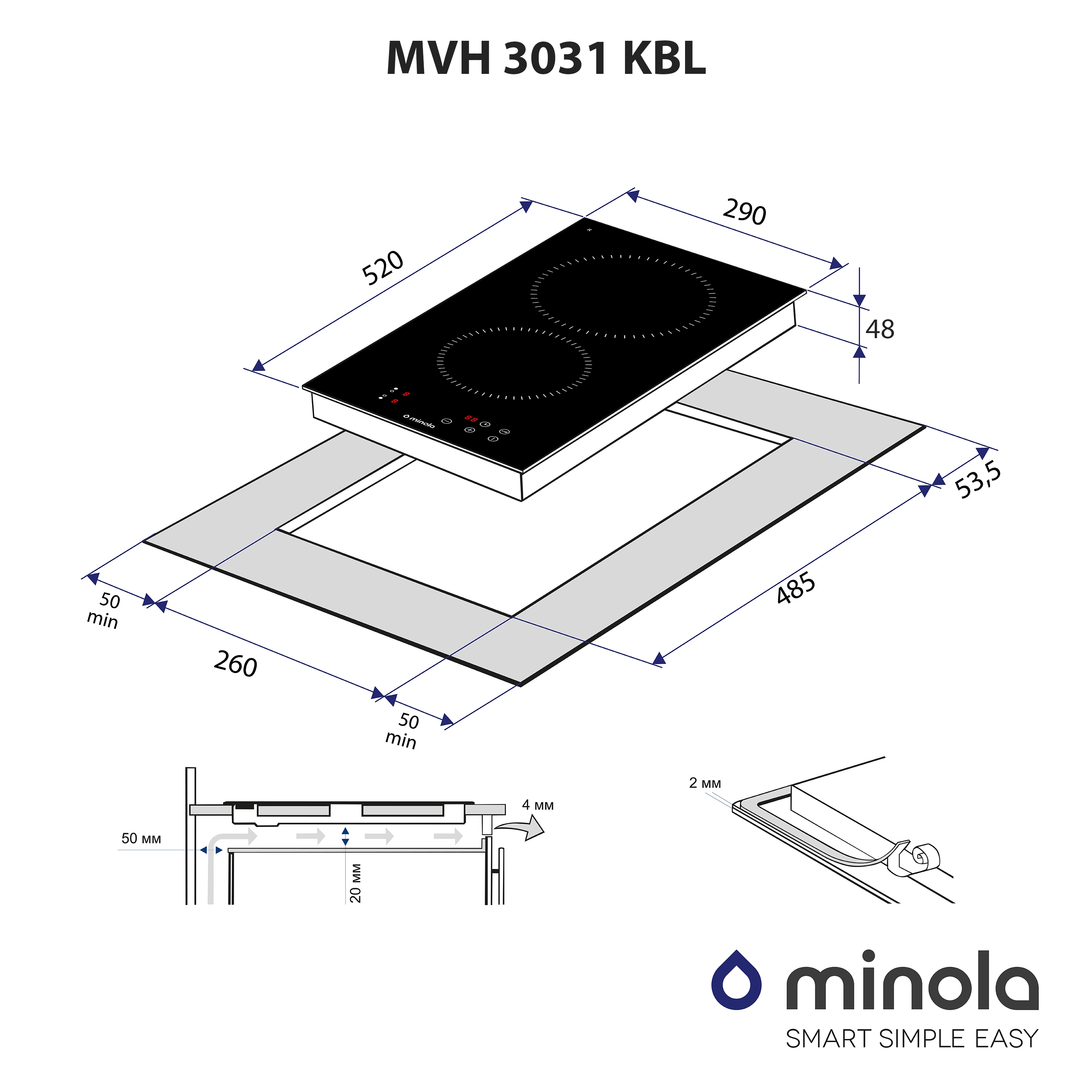 Поверхня склокерамічна Domino Minola MVH 3031 KBL - зображення 9