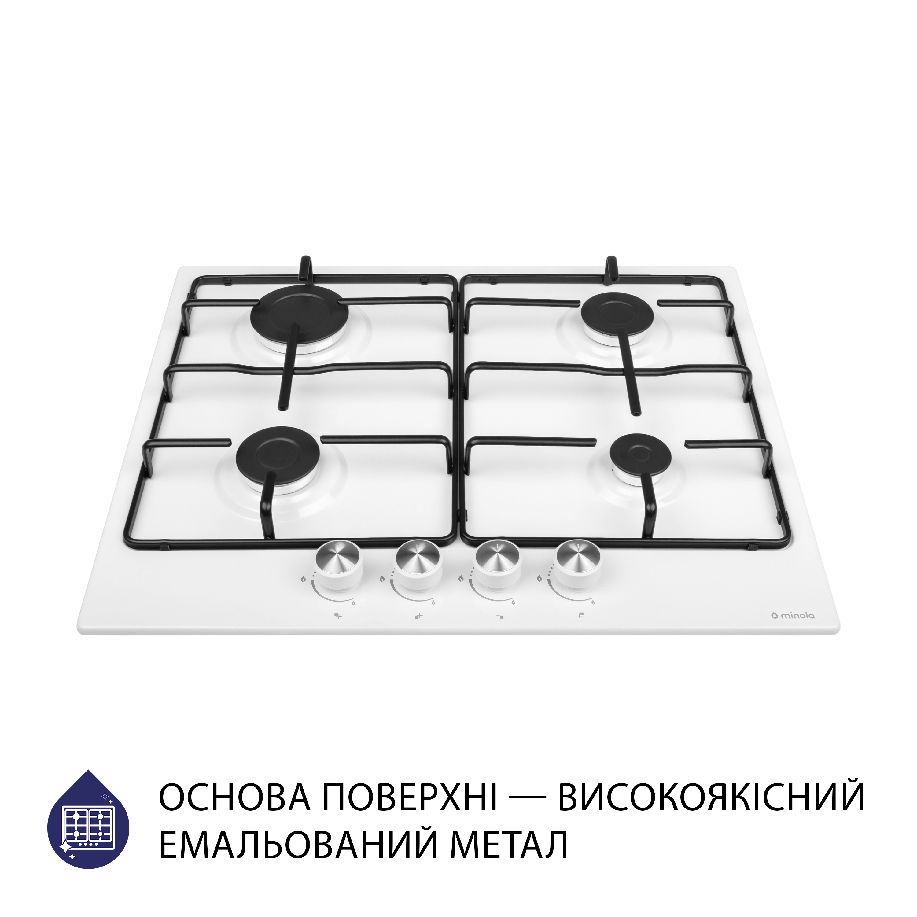 Поверхня газова на металі Minola MGM 61404 WH - зображення 2