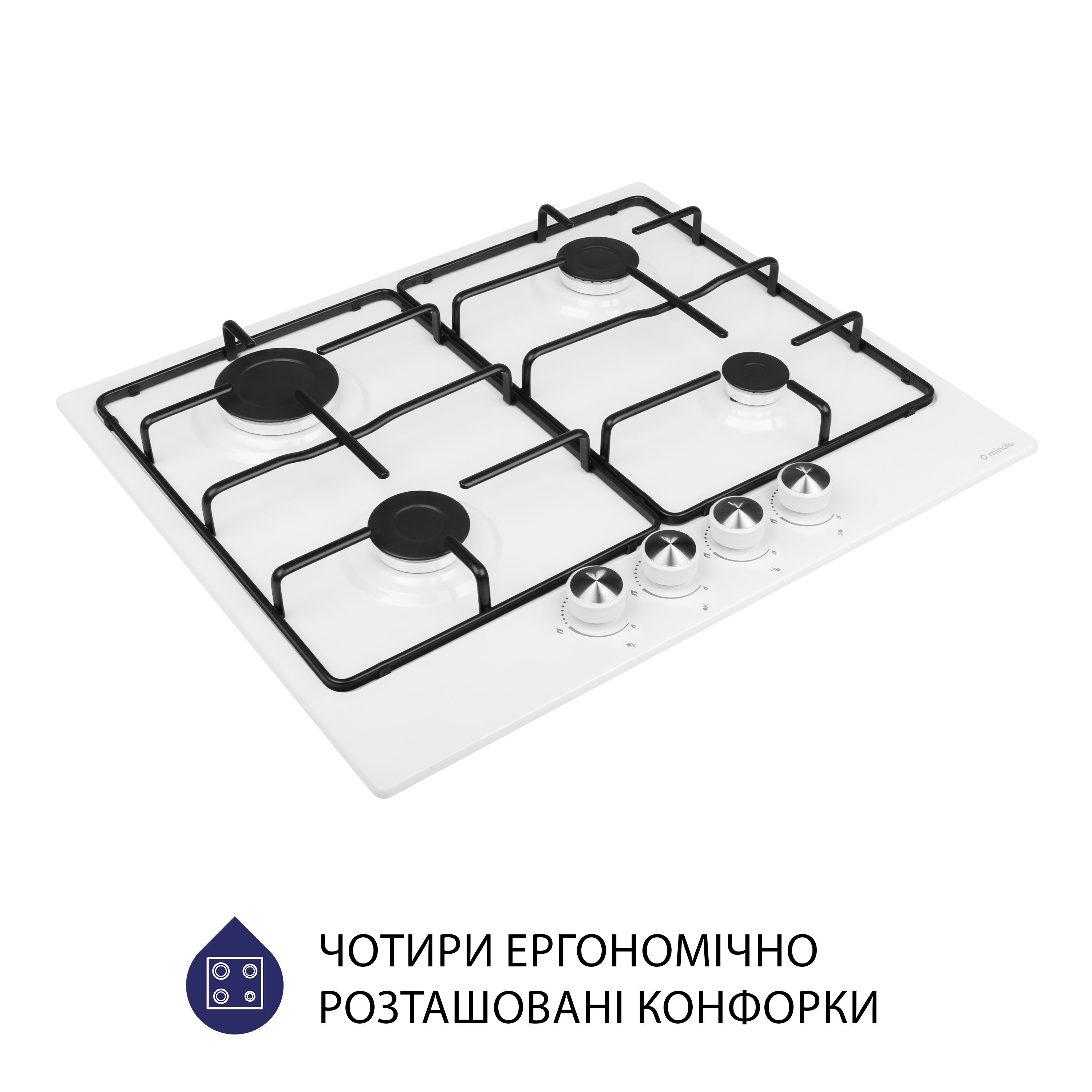 Поверхня газова на металі Minola MGM 61404 WH - зображення 3