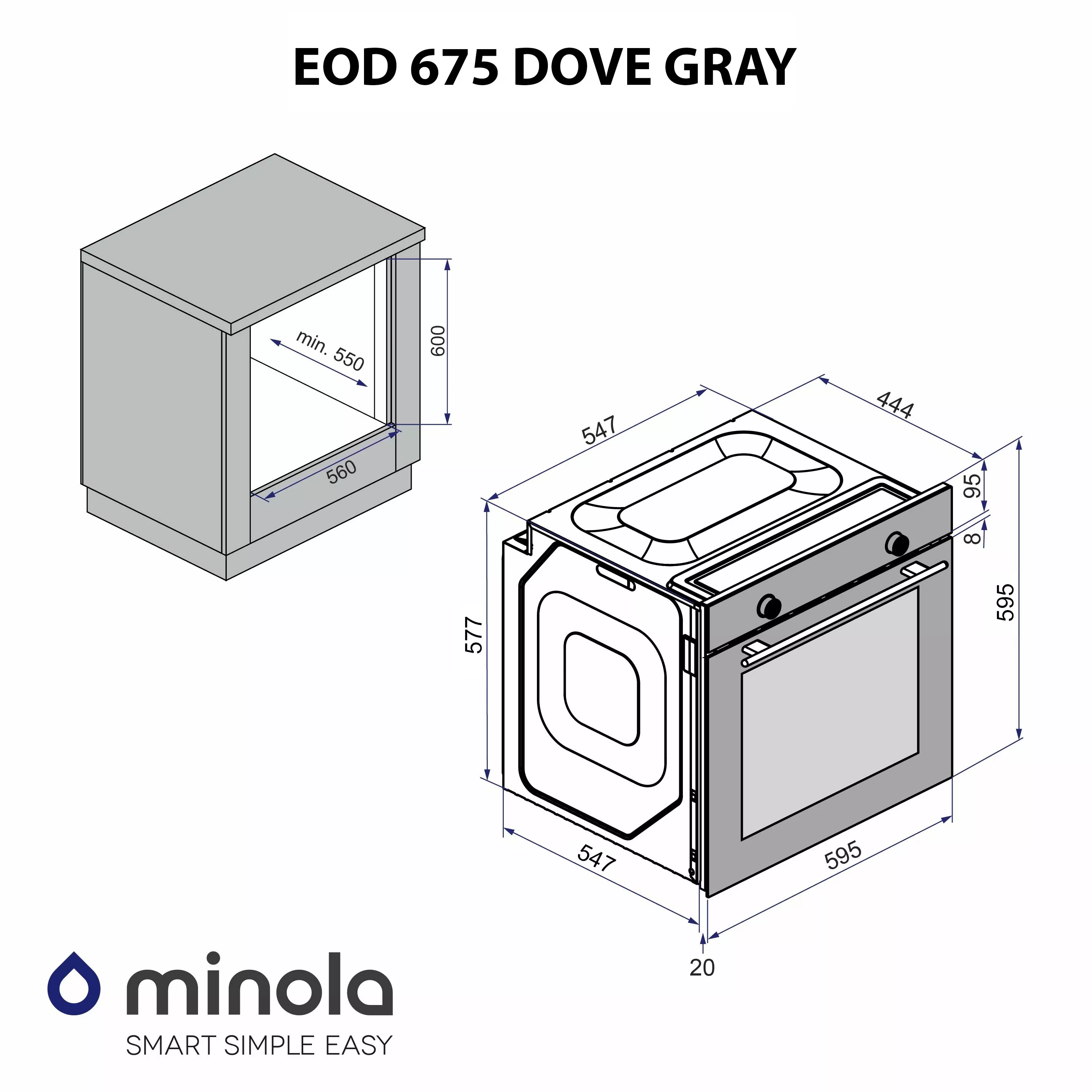 Minola 5905538401624 - зображення 14 Духова шафа електрична Minola EOD 675 Dove Gray - зображення 14