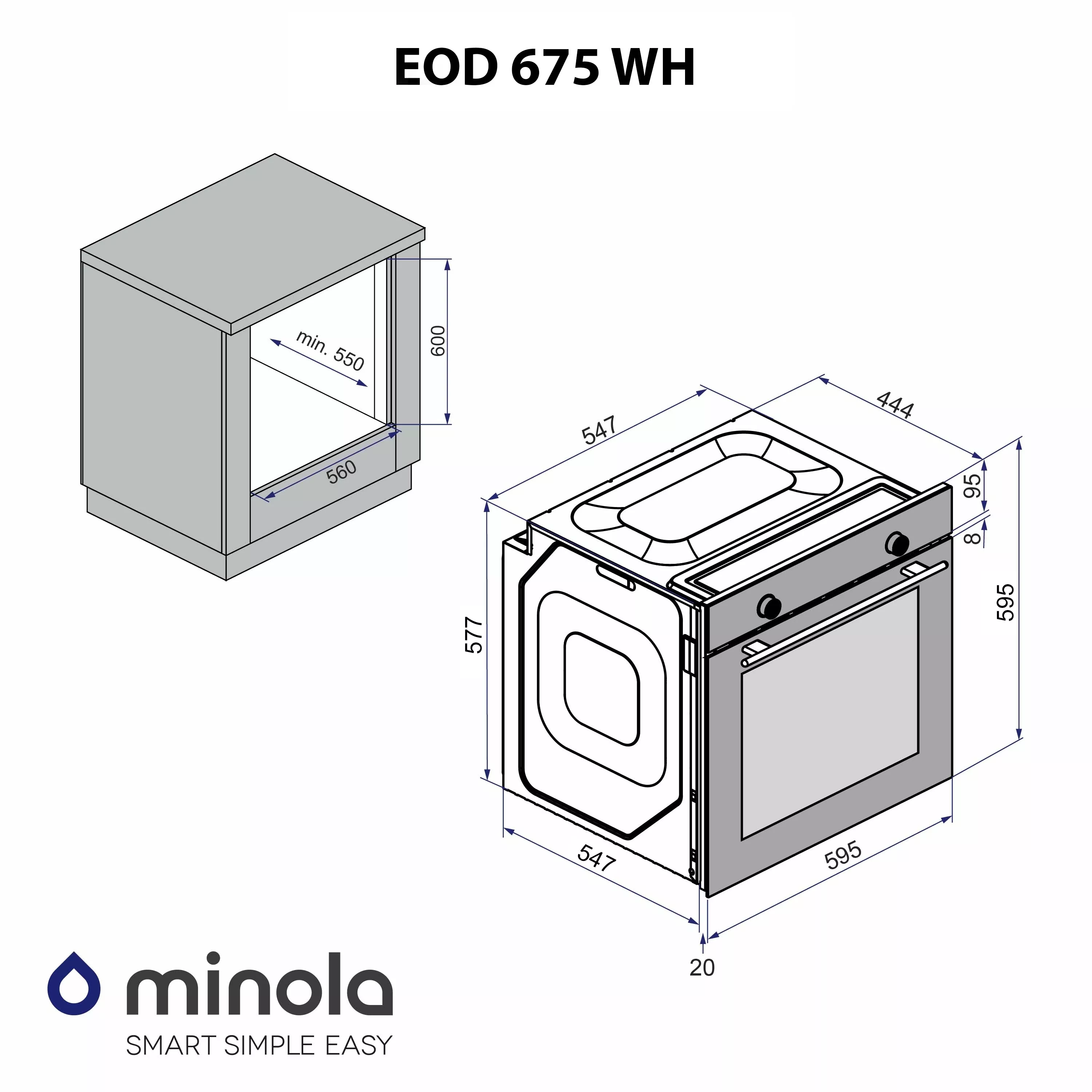 Minola 5905538401617 - зображення 14 Духова шафа електрична Minola EOD 675 WH - зображення 14