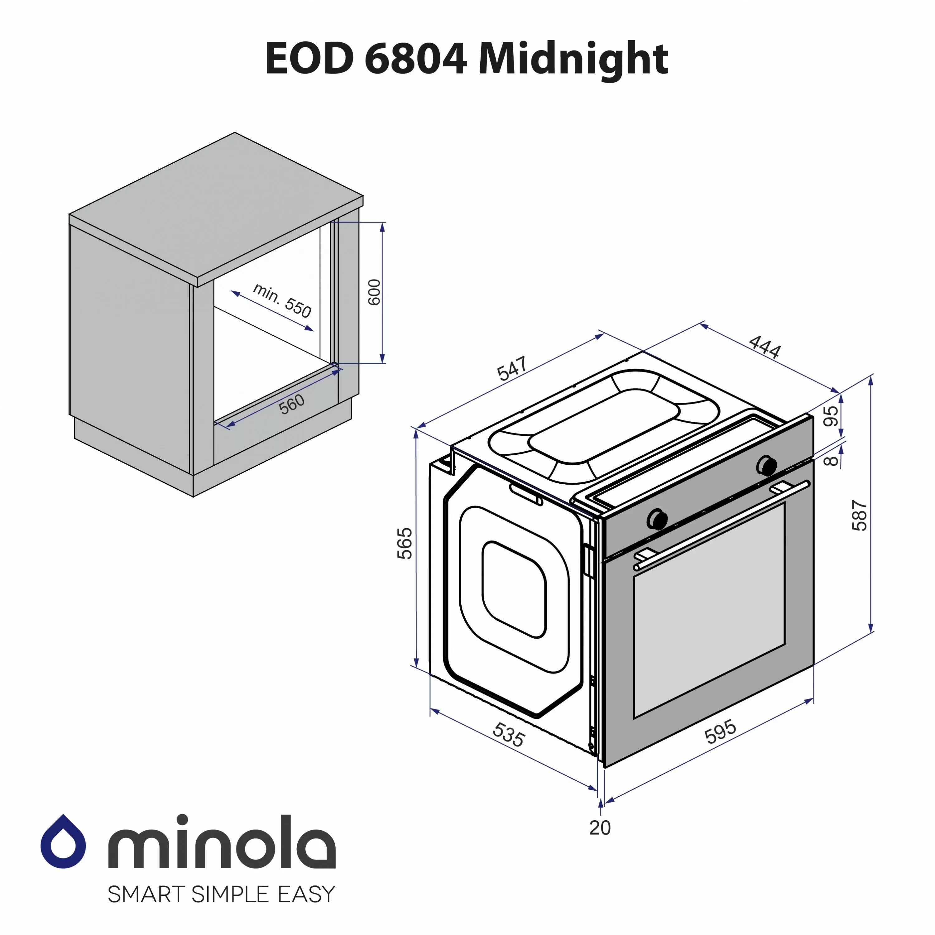 Minola 5902767909709 - зображення 14 Духова шафа електрична Minola EOD 6804 Midnight - зображення 14