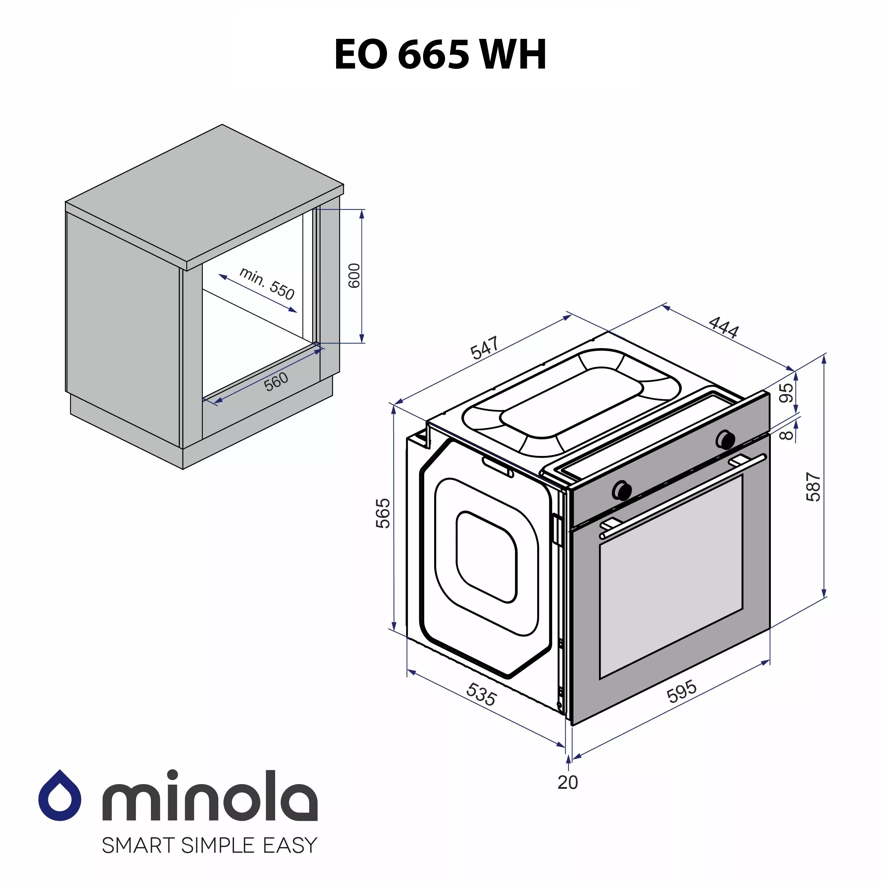 Minola 5905538401556 - зображення 14 Духова шафа електрична Minola EO 665 WH - зображення 14