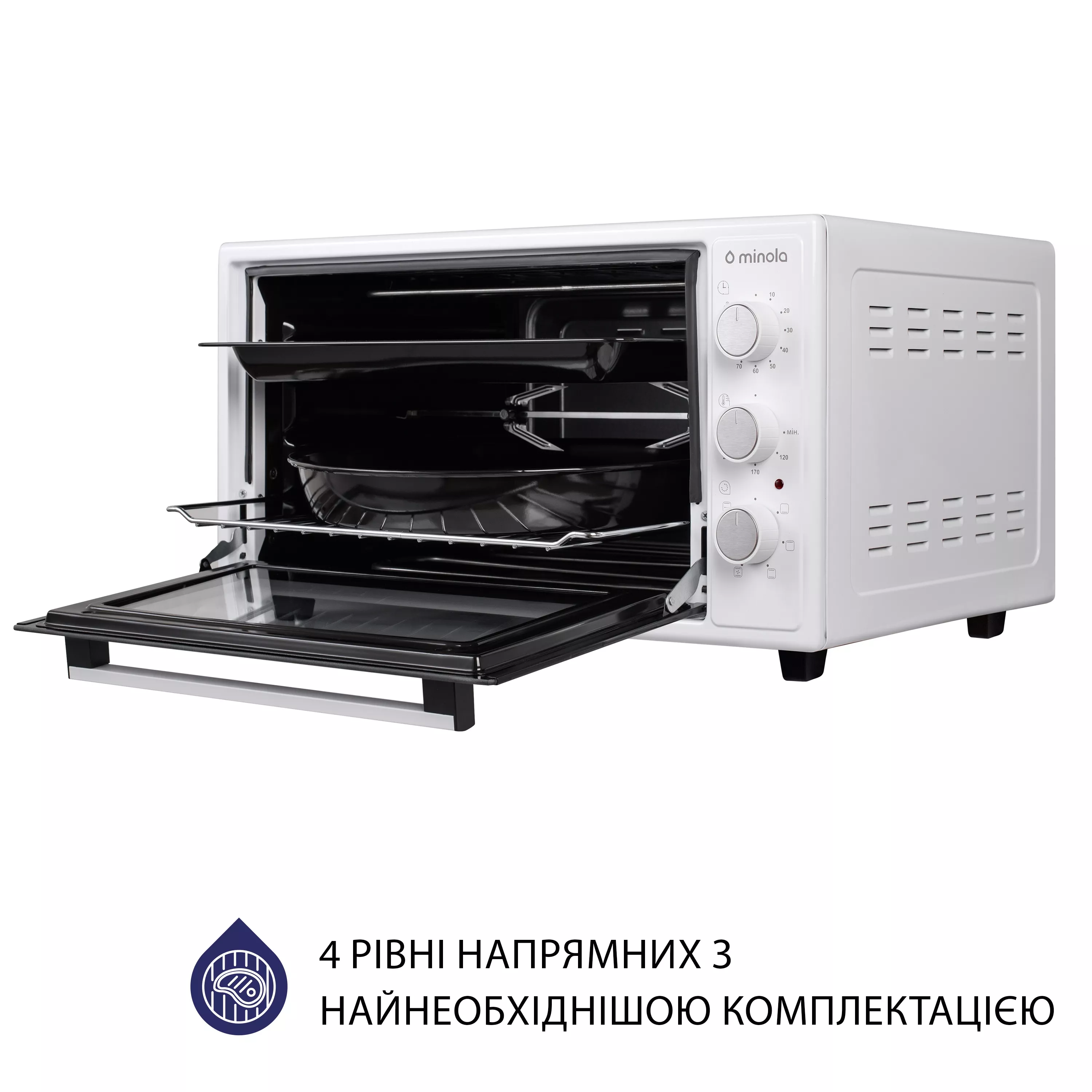 Minola 5902767909242 - зображення 8 Электрическая печь Minola FOET 3714 WH - зображення 8