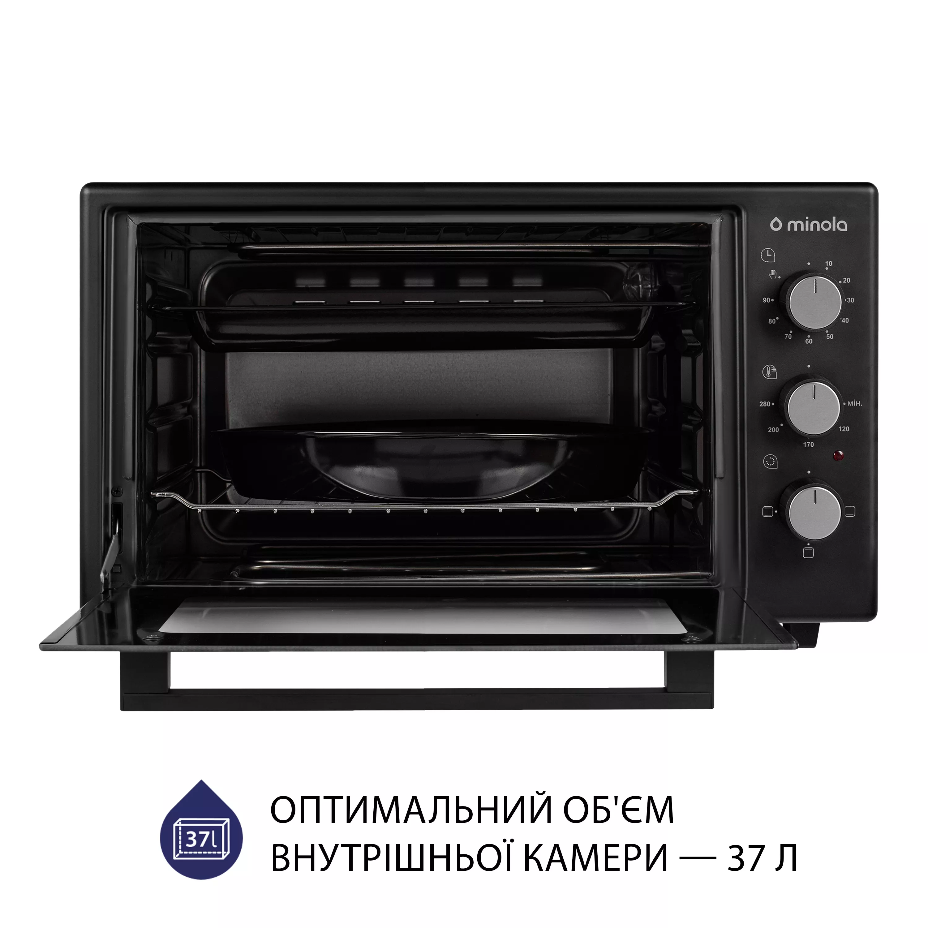 Minola 5902767909150 - зображення 2 Електрична піч Minola FOE 3714 BL - зображення 2
