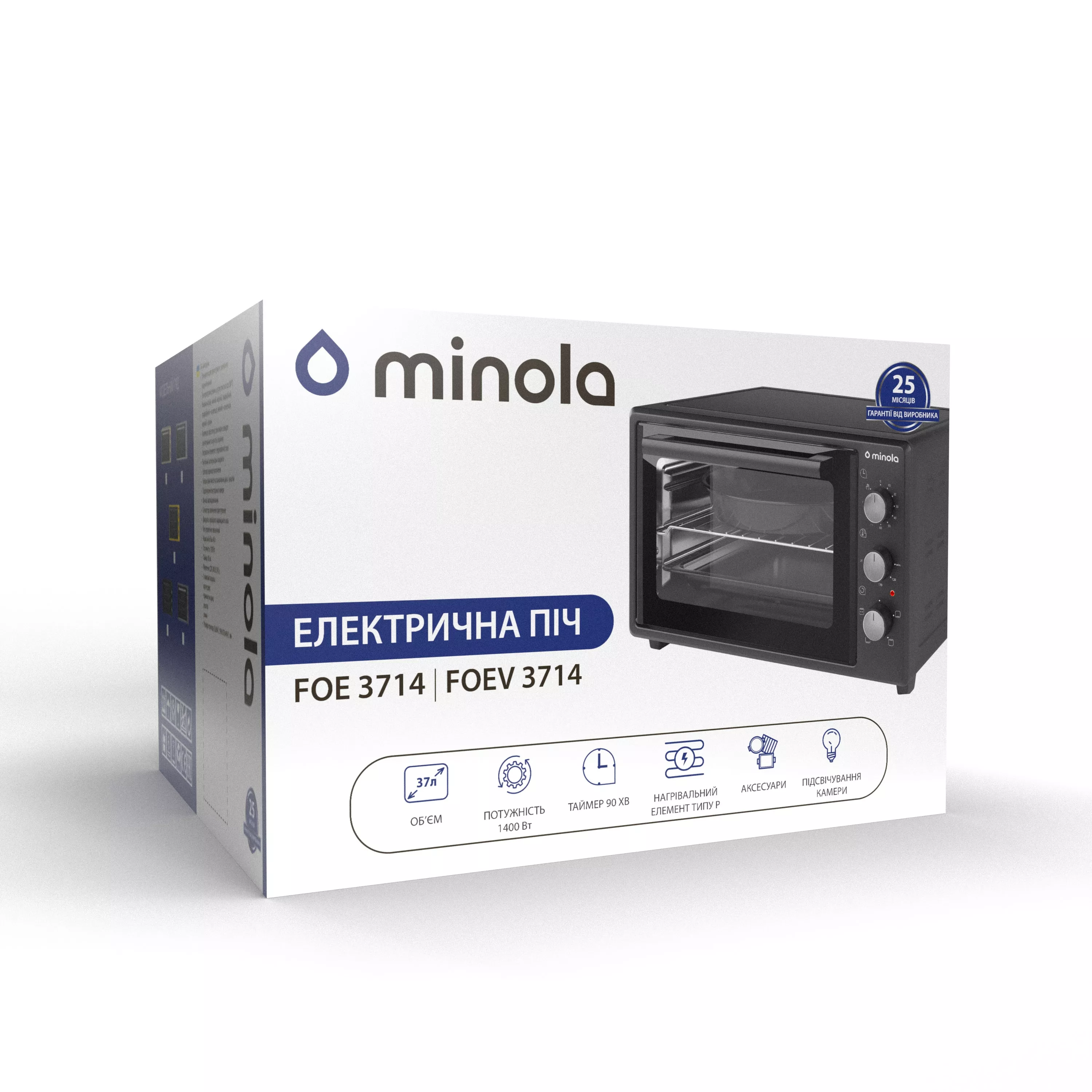 Minola 5902767909150 - зображення 13 Електрична піч Minola FOE 3714 BL - зображення 13