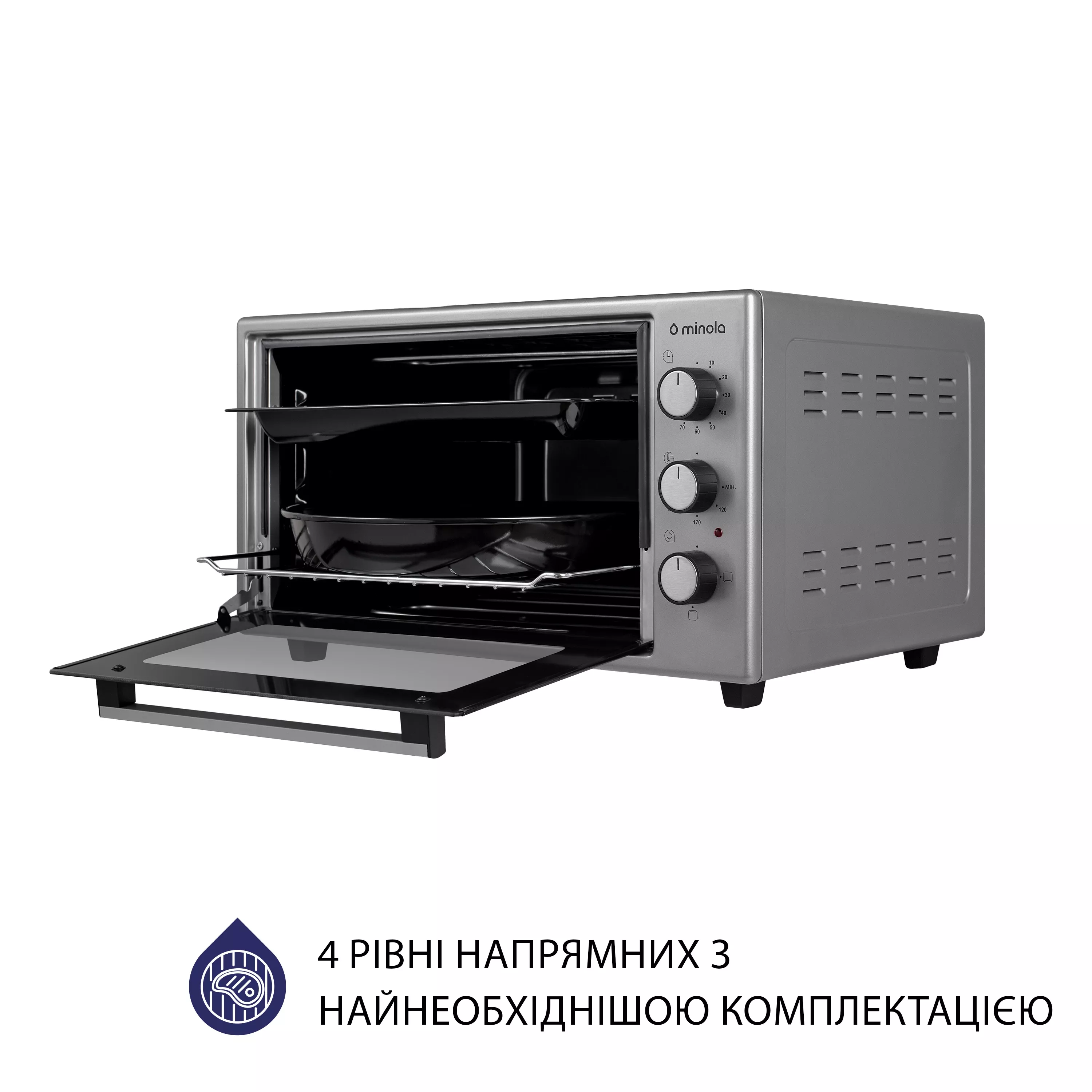 Minola 5902767909174 - зображення 7 Електрична піч Minola FOE 3714 GR - зображення 7