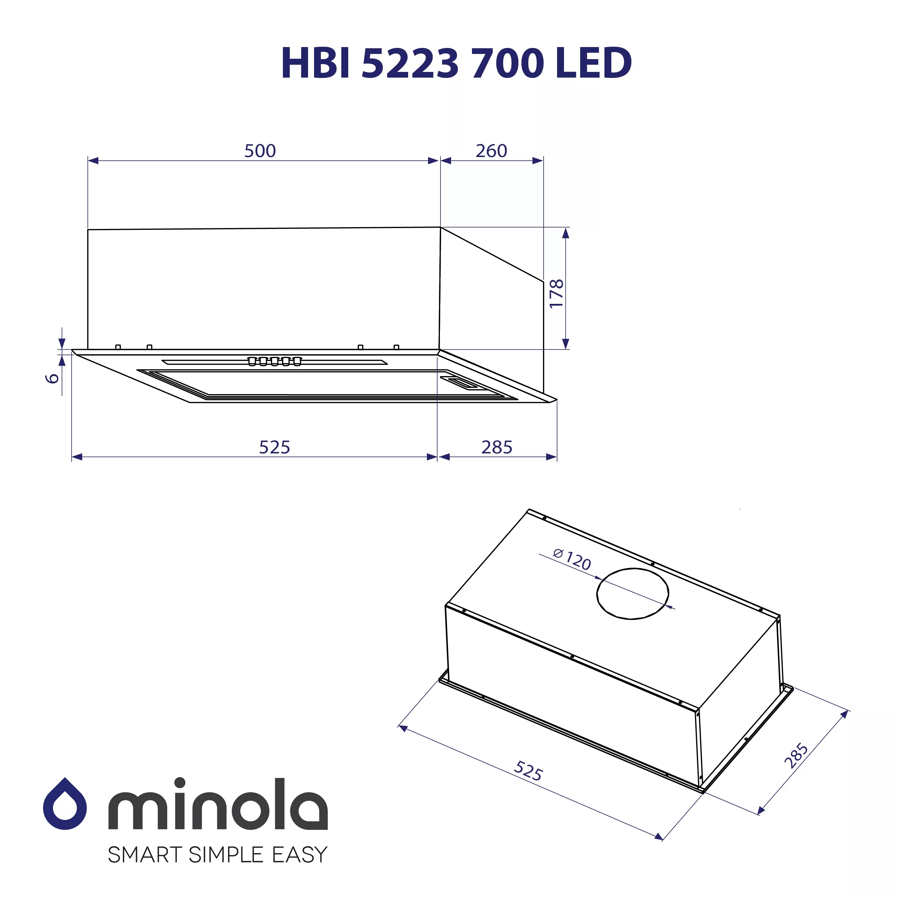 Витяжка повновбудована Minola HBI 5223 I 700 LED - зображення 10