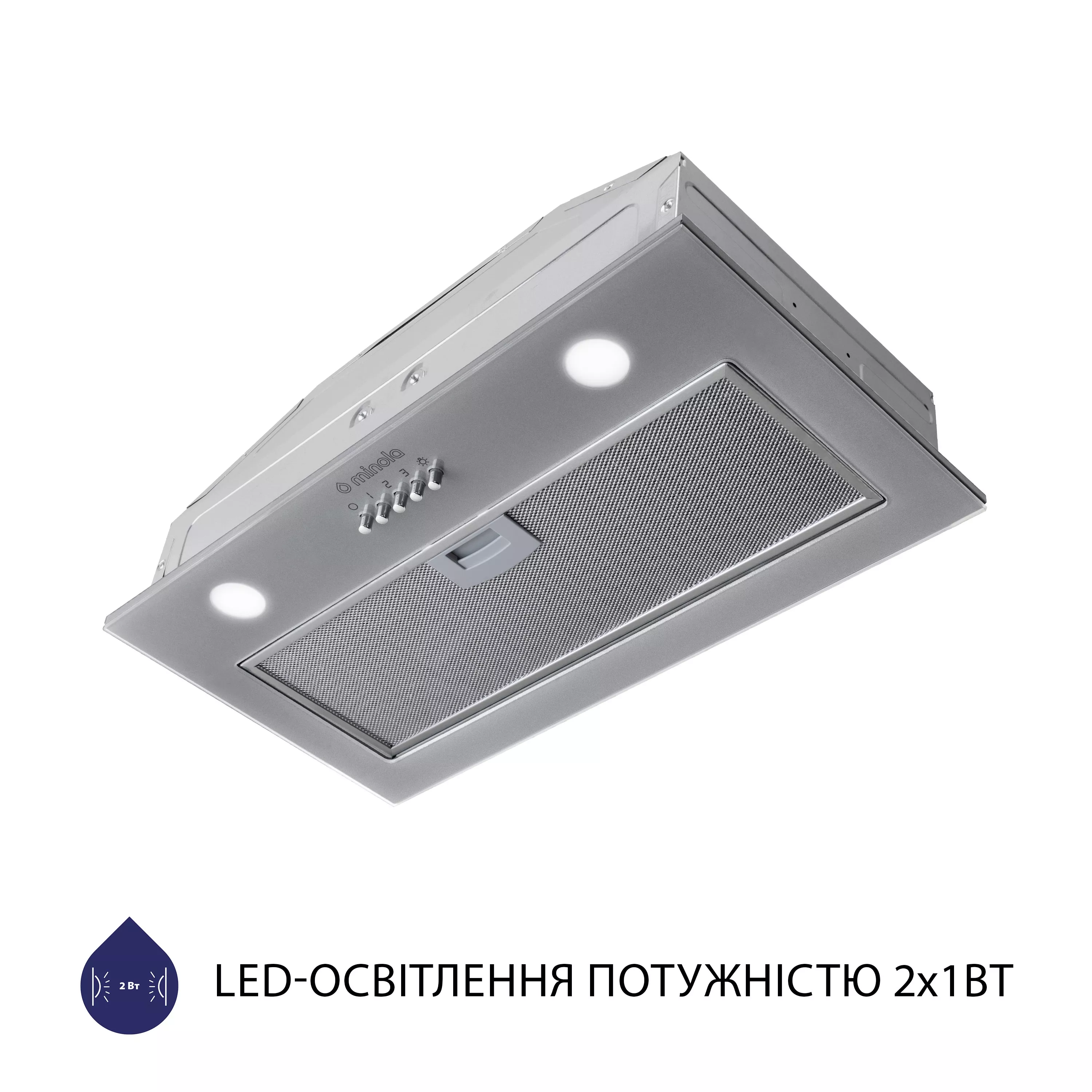 Витяжка повновбудована Minola HBI 5262 GR GLASS 700 LED - зображення 3