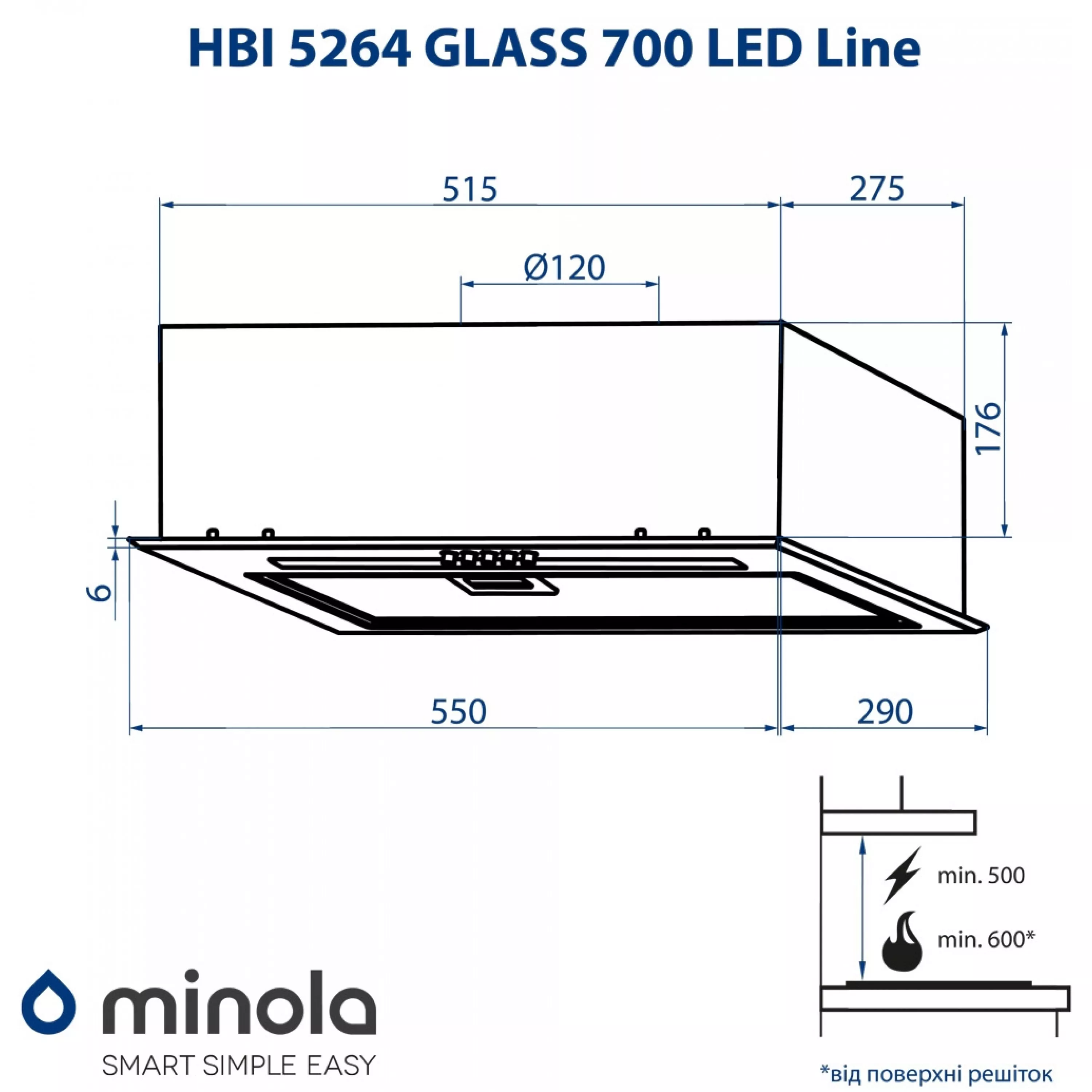 Minola HBI 5264 BL Glass 700 LED Line: High-Quality Integrated