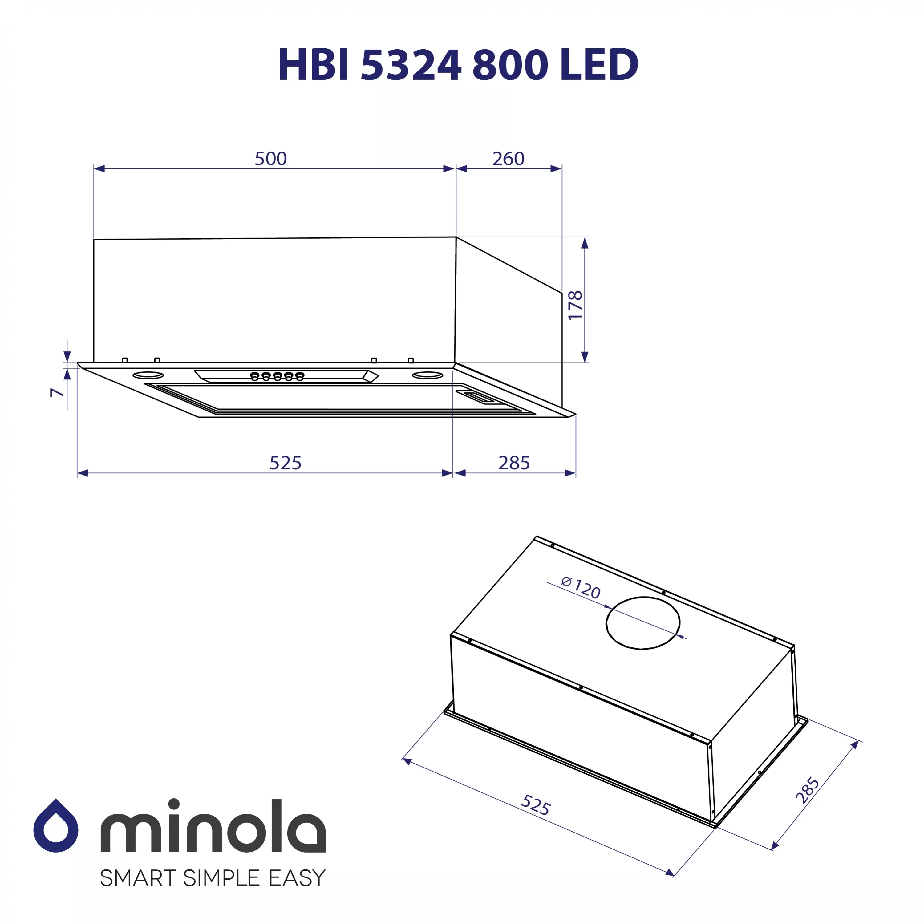 Витяжка повновбудована Minola HBI 5324 I 800 LED - зображення 10