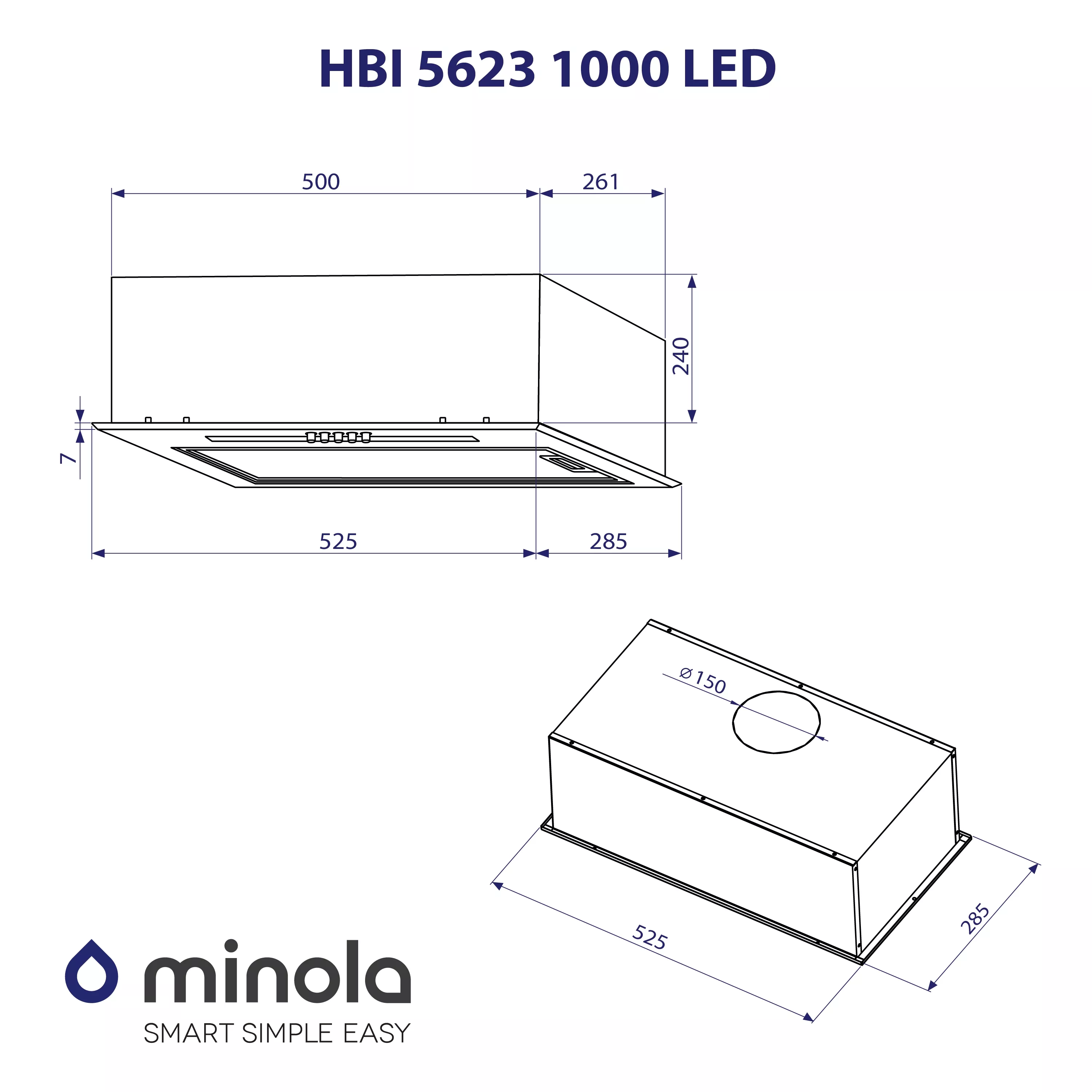 Витяжка повновбудована Minola HBI 5623 I 1000 LED - зображення 10