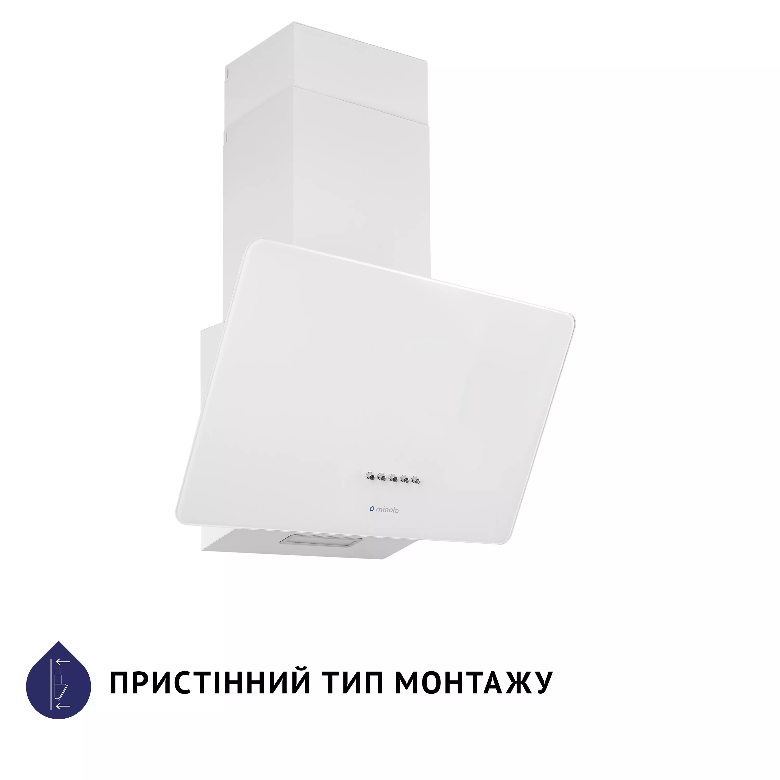 Витяжка декоративна похила Minola HDN 5224 WH 700 LED - зображення 2