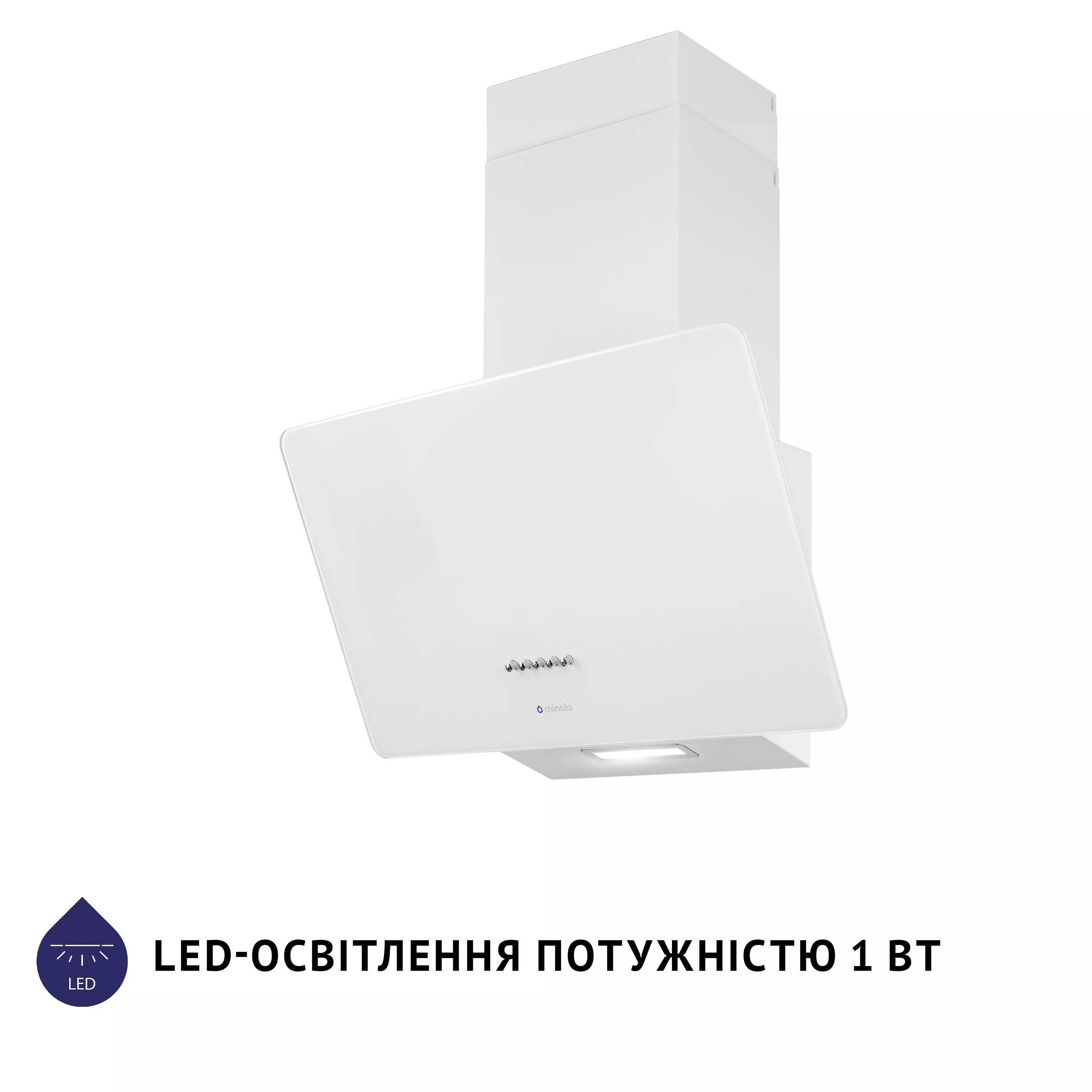Витяжка декоративна похила Minola HDN 5224 WH 700 LED - зображення 3