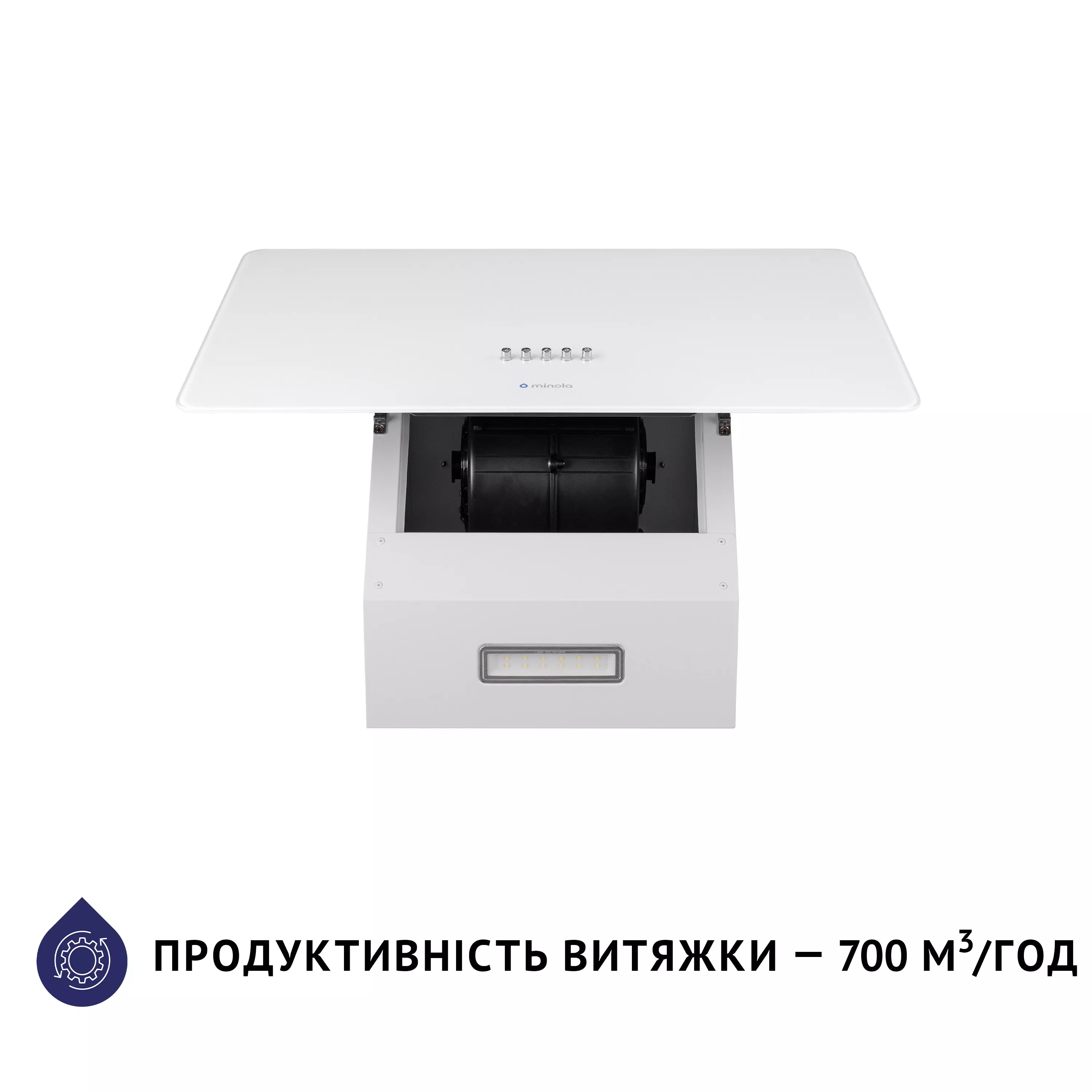 Витяжка декоративна похила Minola HDN 5224 WH 700 LED - зображення 5