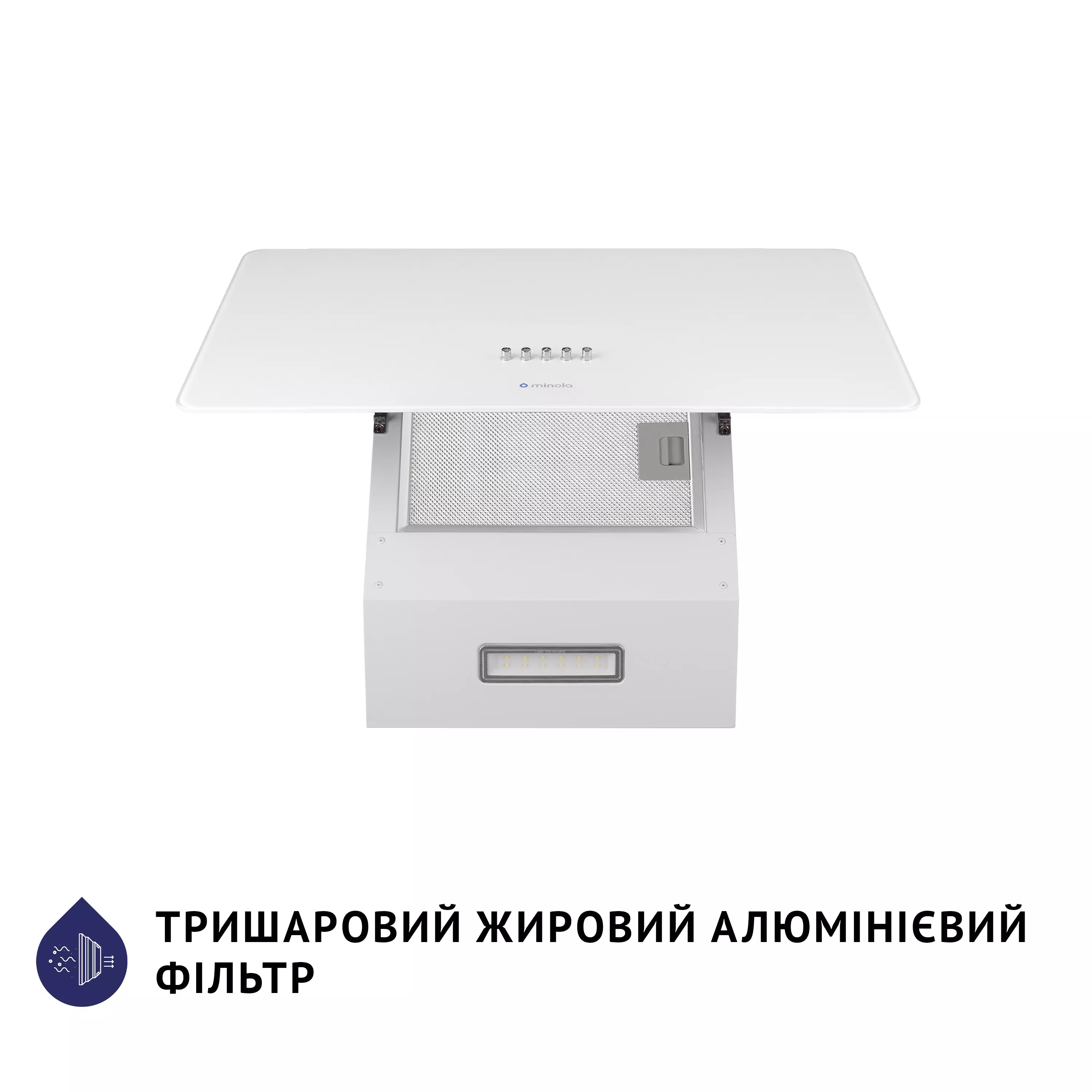 Витяжка декоративна похила Minola HDN 5224 WH 700 LED - зображення 6